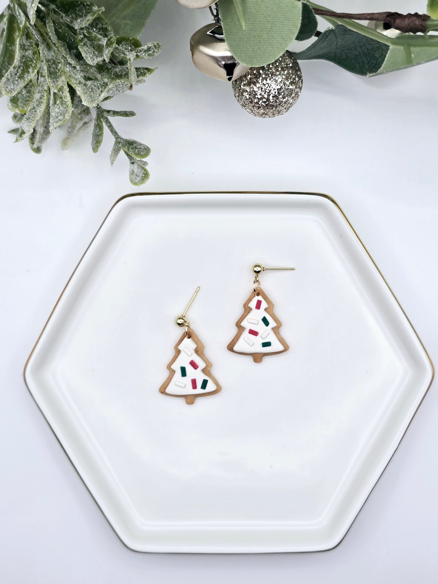 Christmas tree cookie earrings