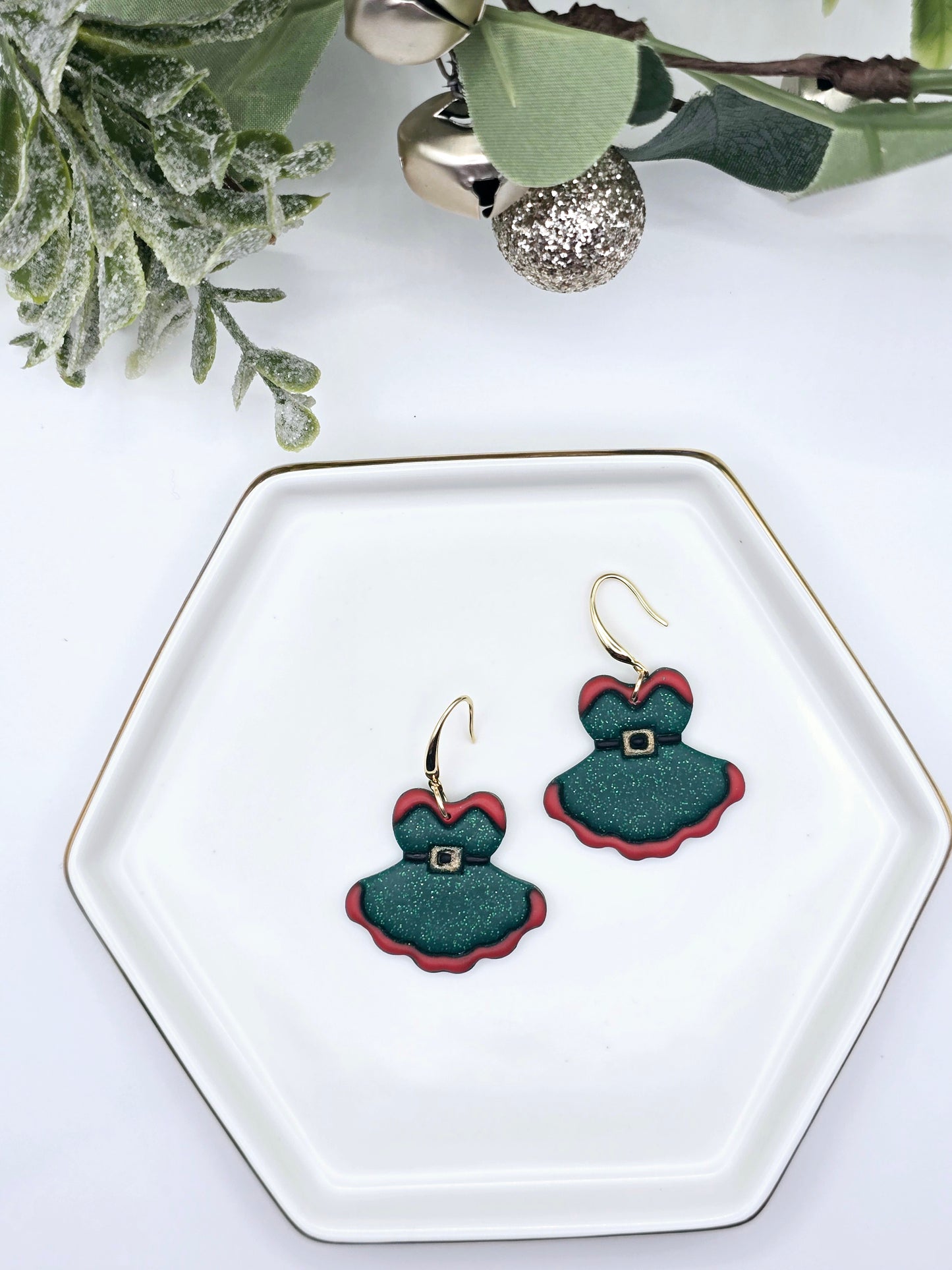 Santa's Christmas dress earrings