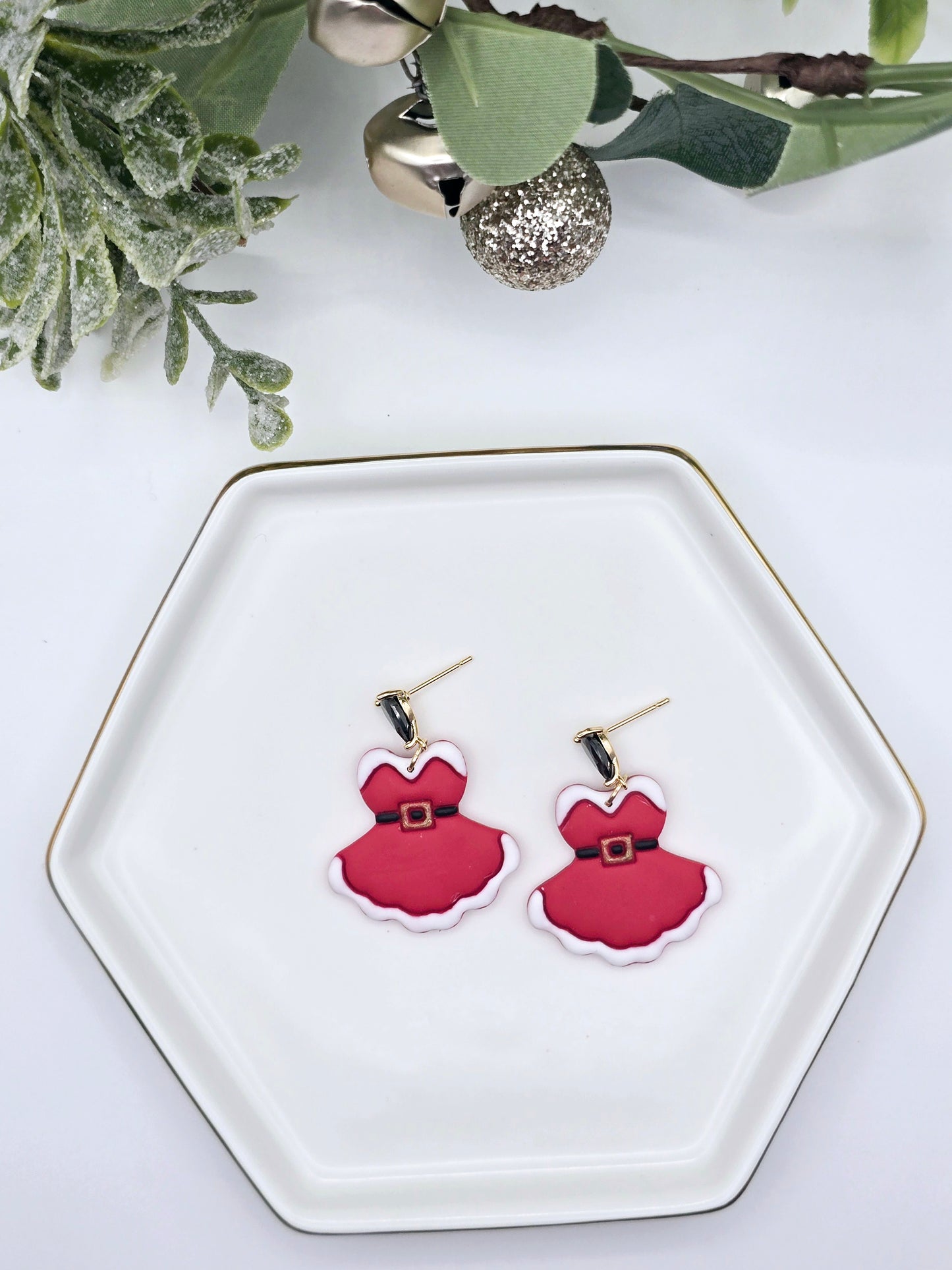 Santa's Christmas dress earrings