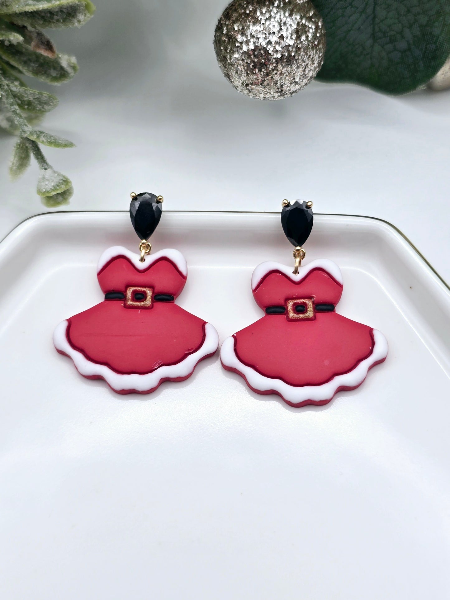 Santa's Christmas dress earrings