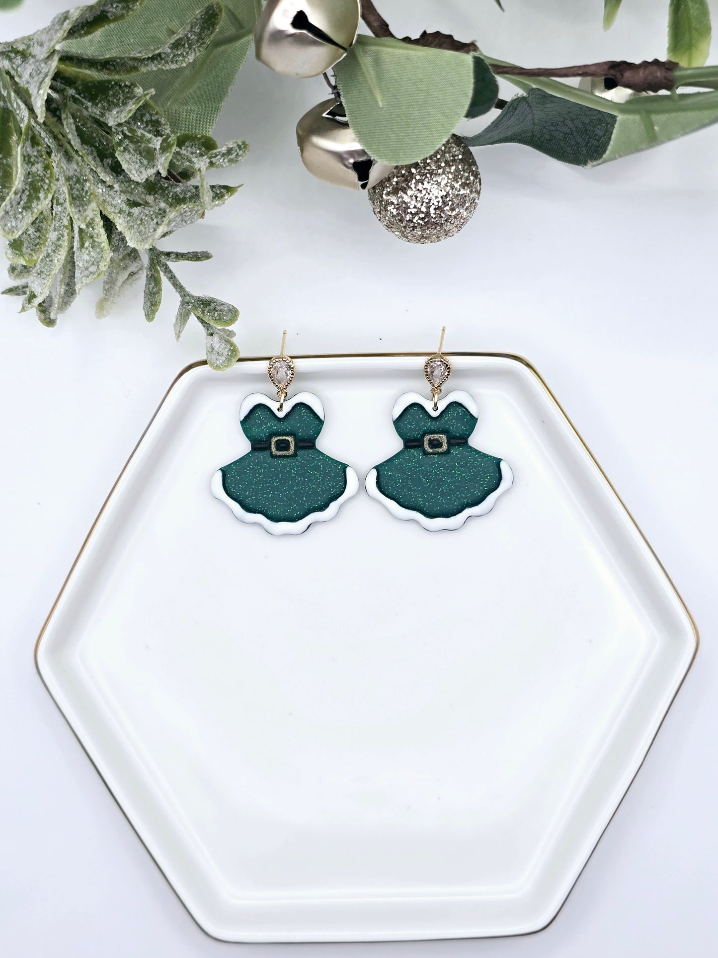 Santa's Christmas dress earrings