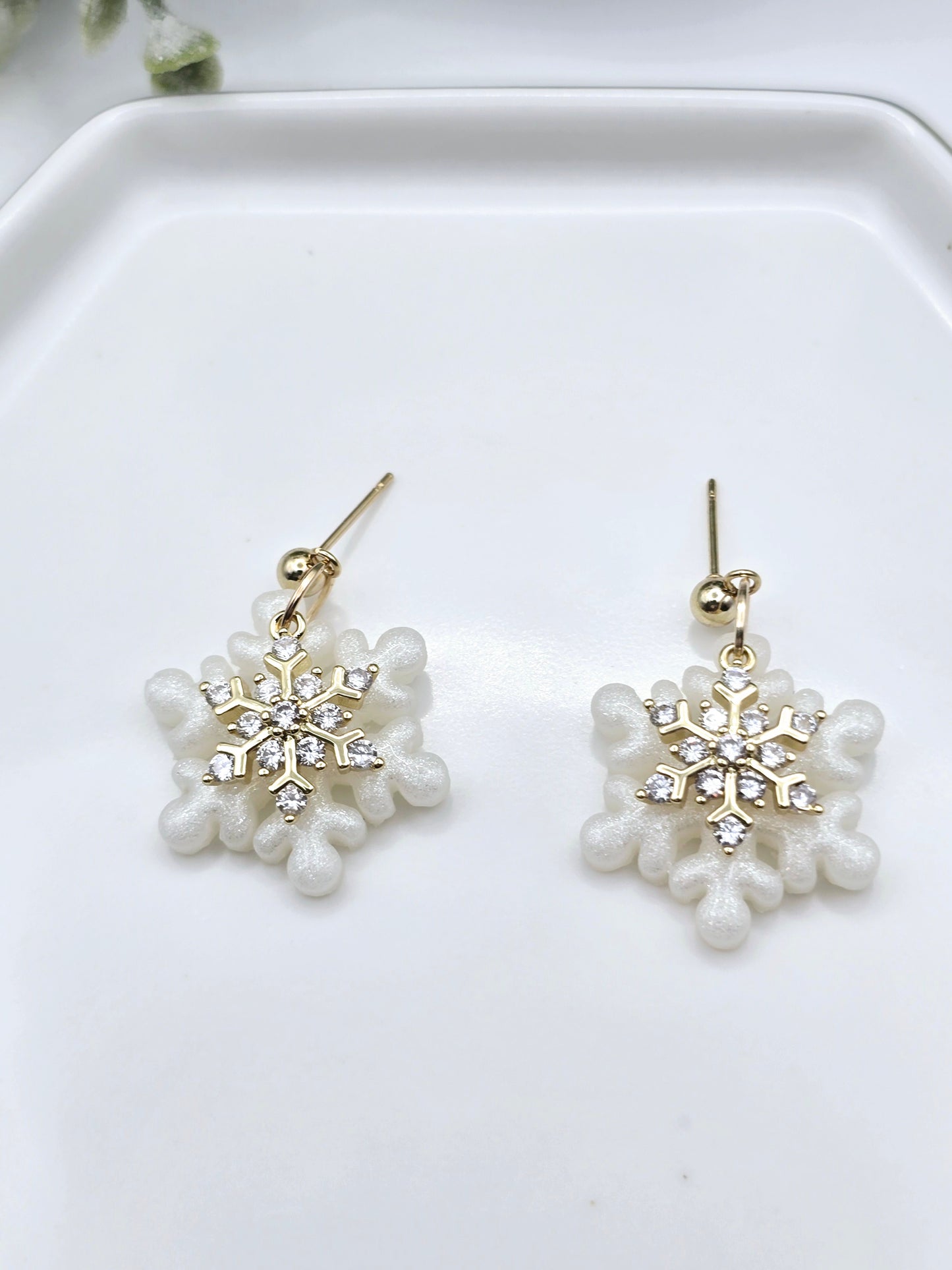 Glitter Snowflake Christmas earrings