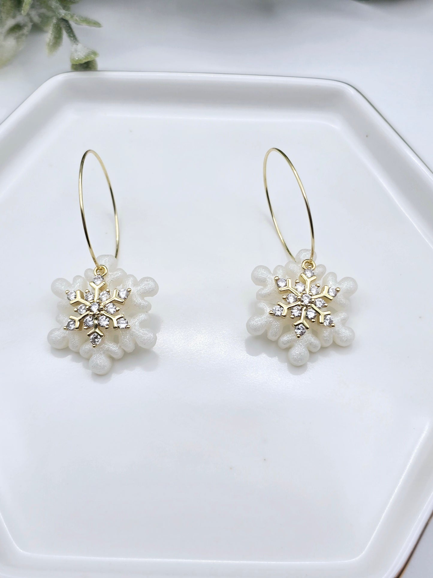 Glitter Snowflake Christmas earrings