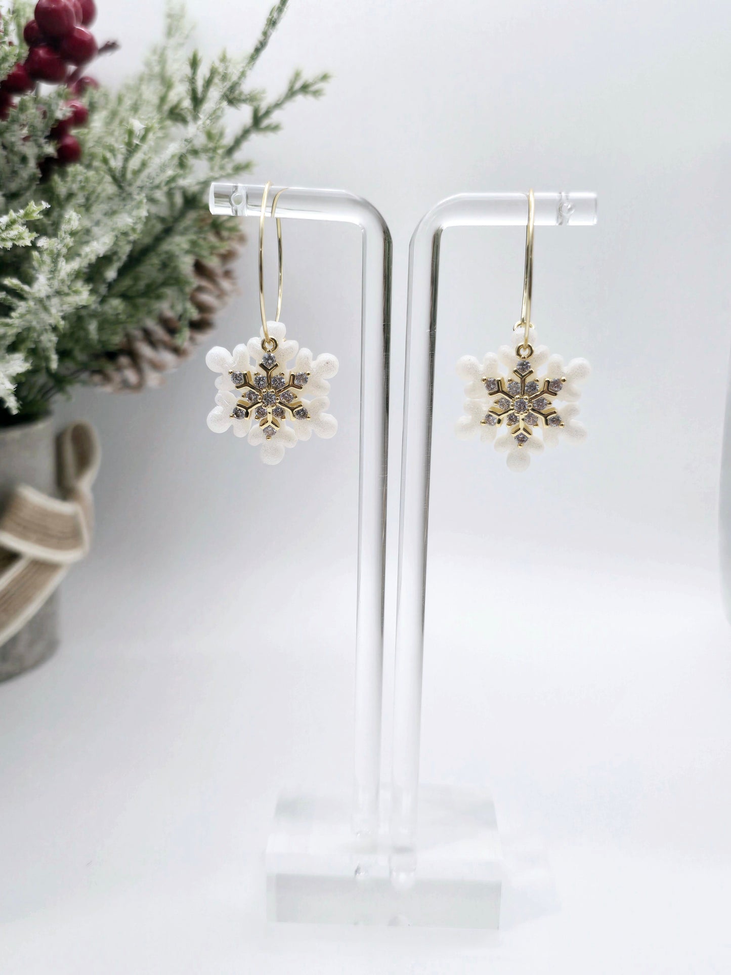 Glitter Snowflake Christmas earrings