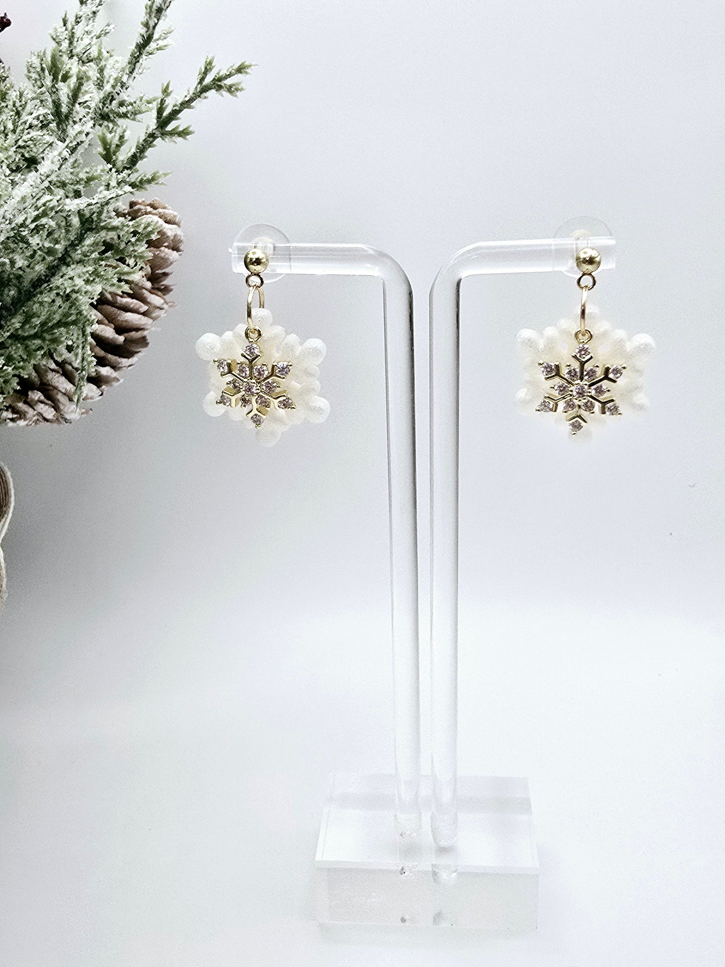 Glitter Snowflake Christmas earrings