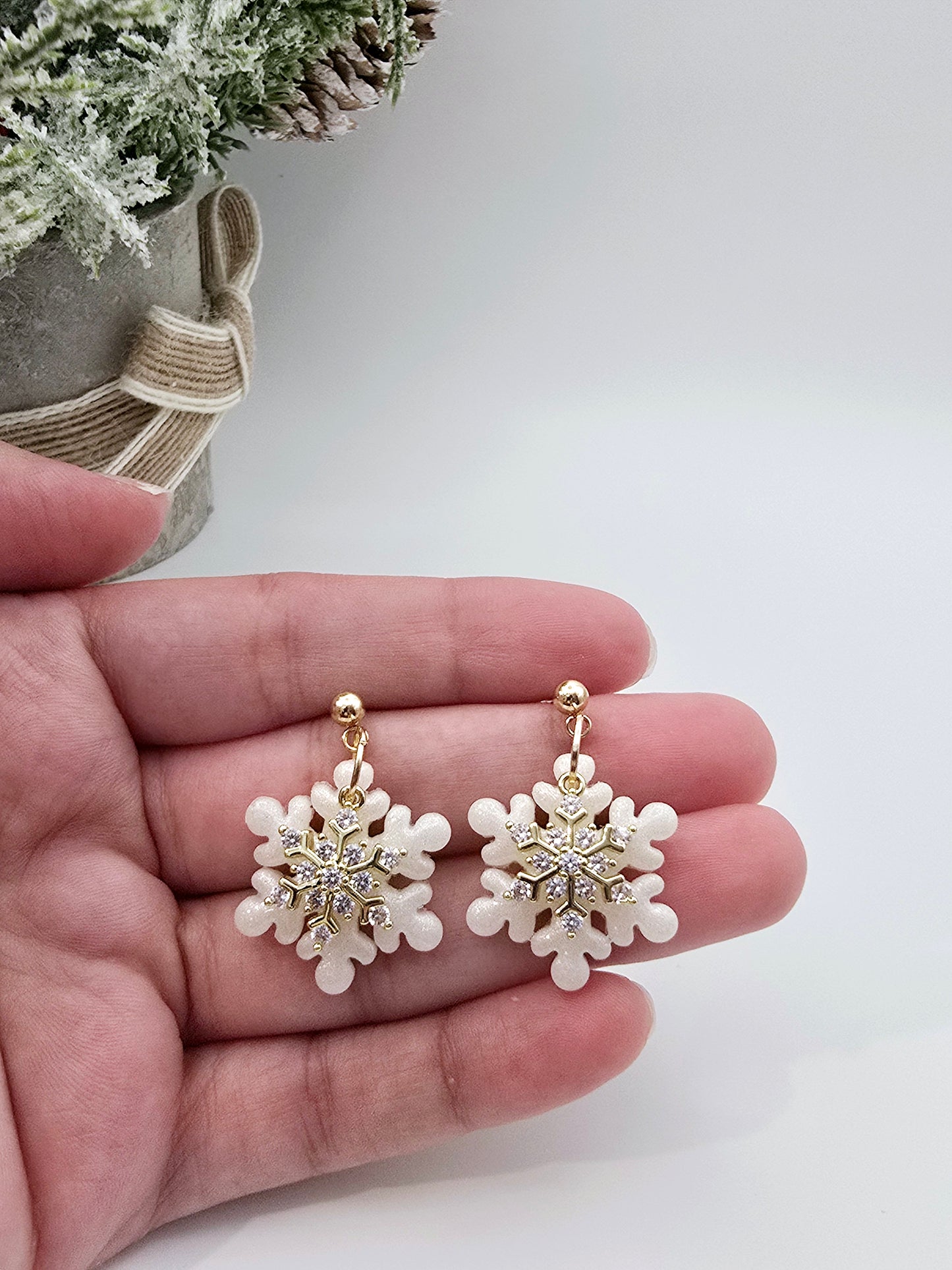 Glitter Snowflake Christmas earrings