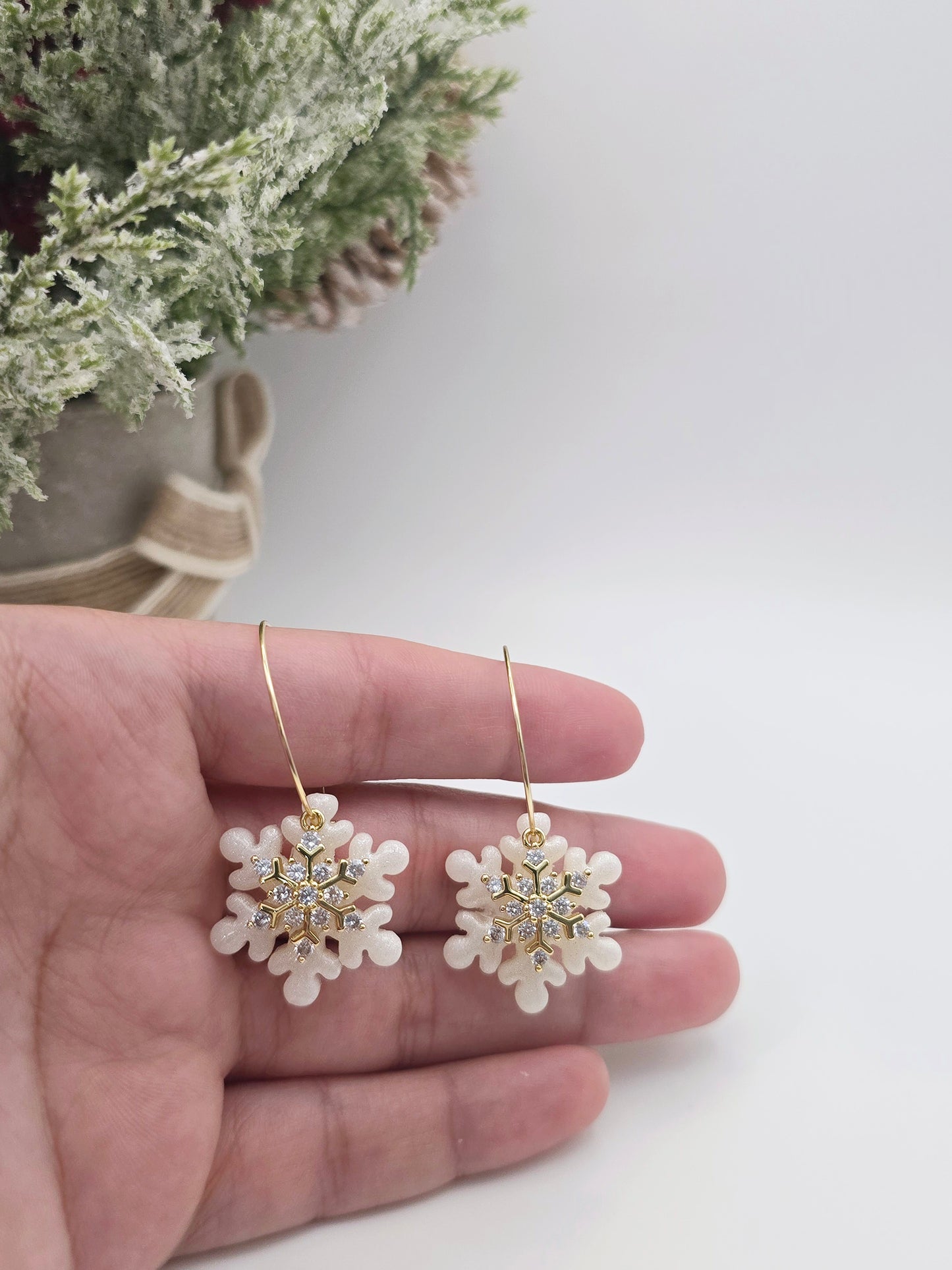 Glitter Snowflake Christmas earrings