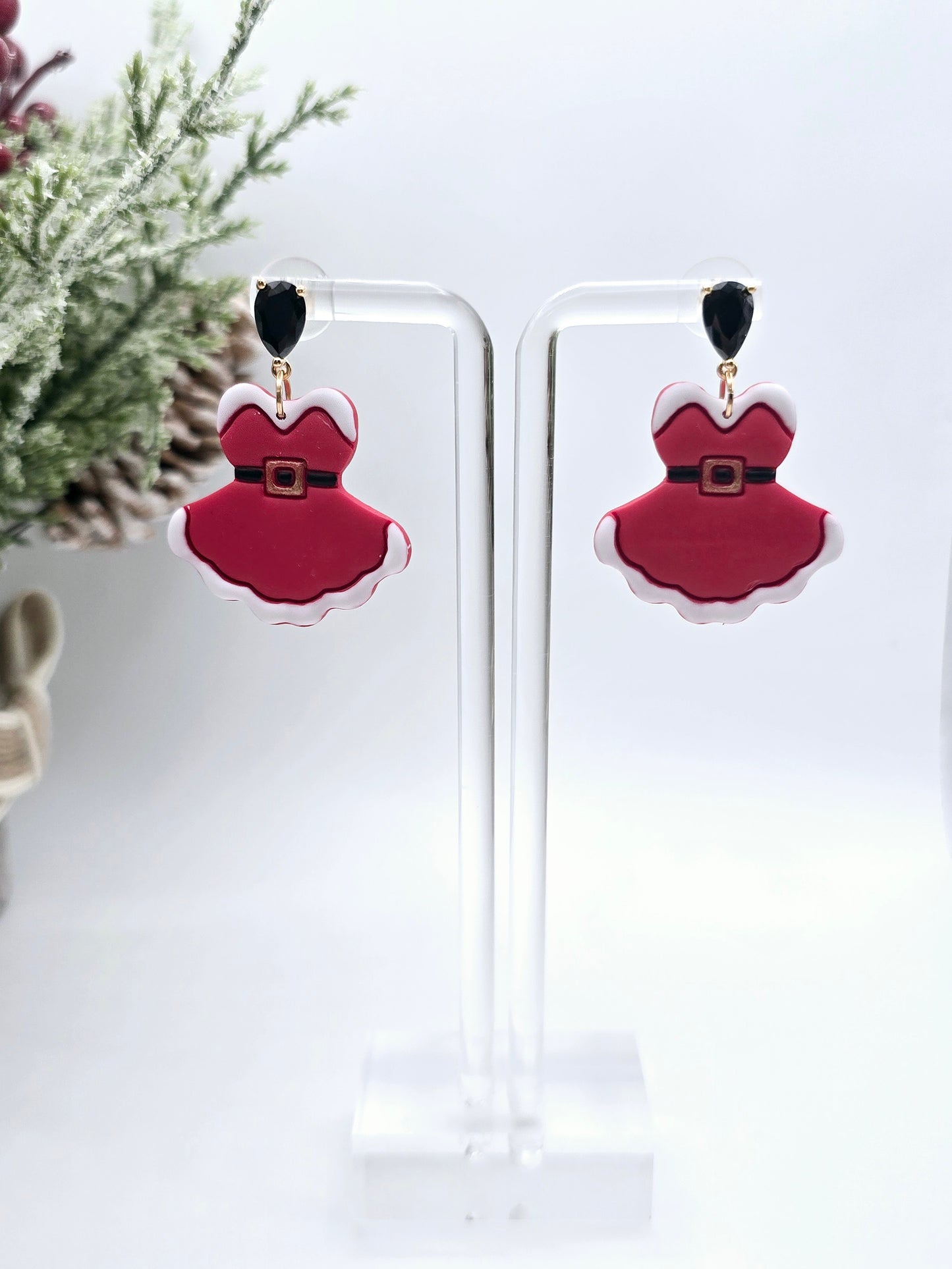 Santa's Christmas dress earrings