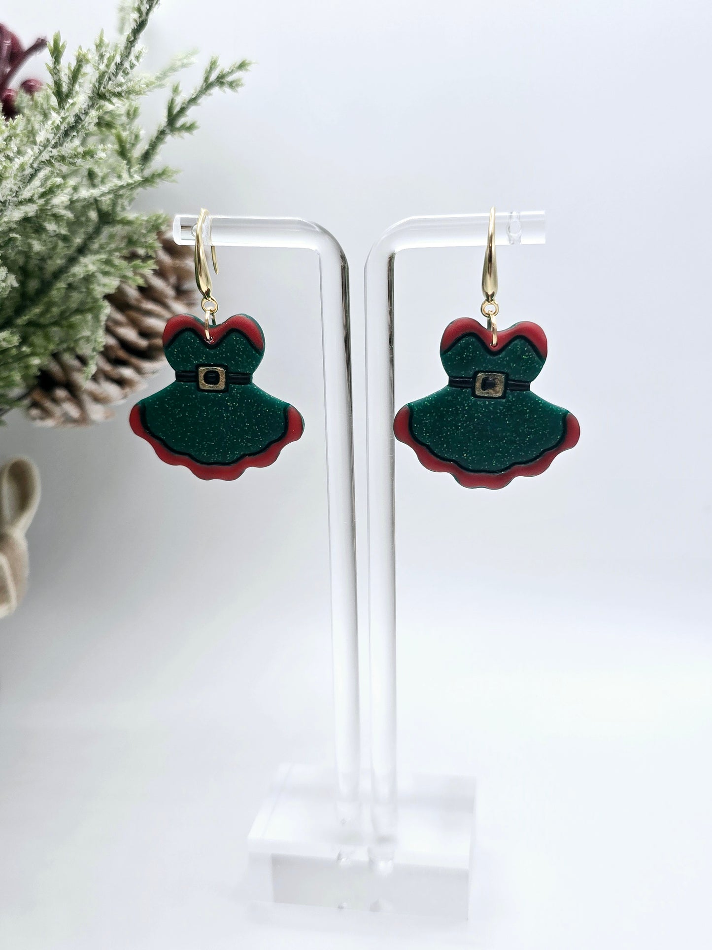 Santa's Christmas dress earrings