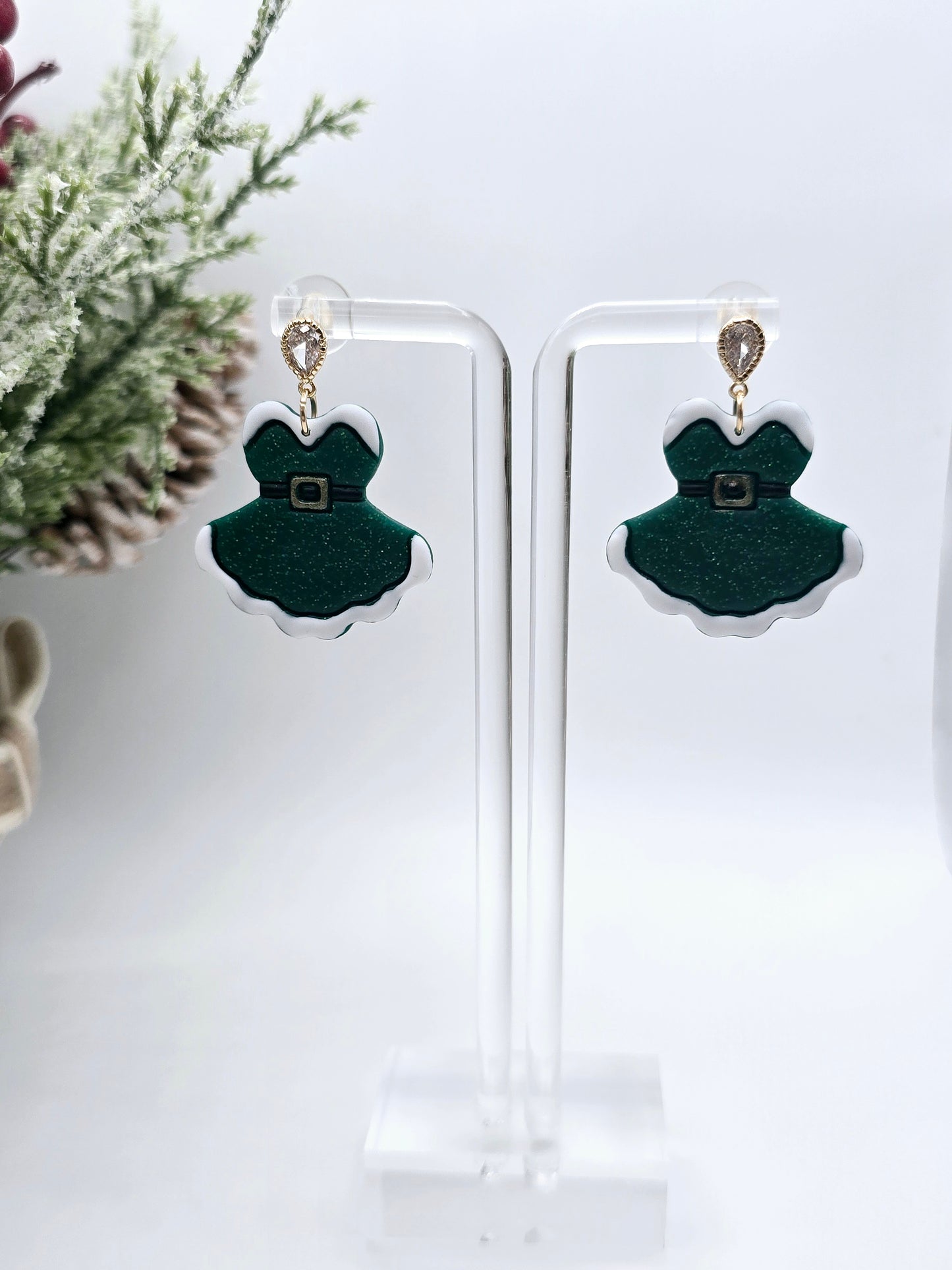 Santa's Christmas dress earrings