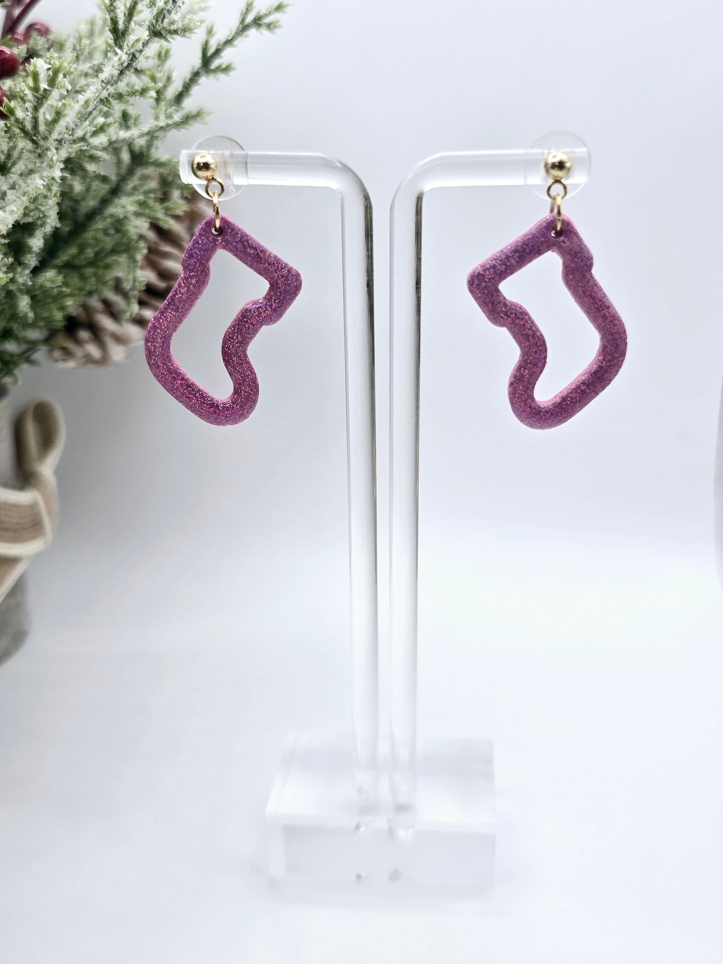 Glitter stocking earrings