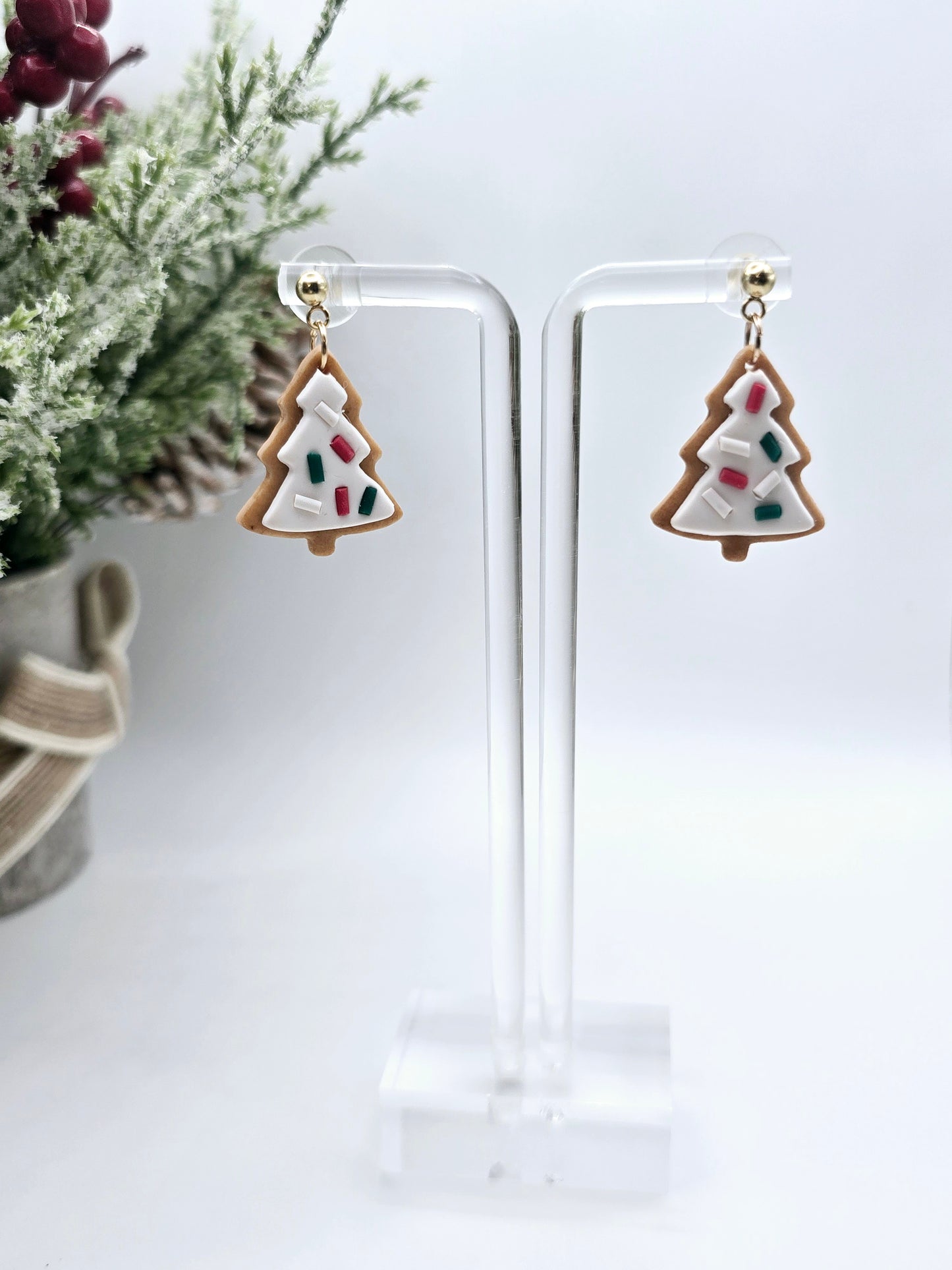 Christmas tree cookie earrings