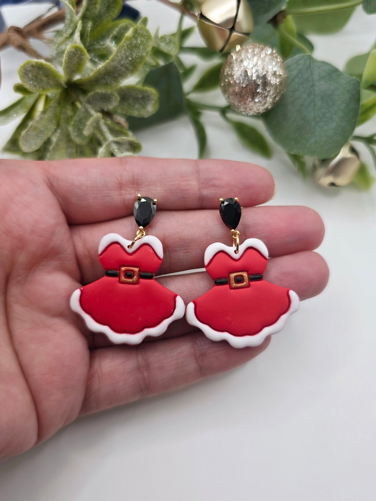 Santa's Christmas dress earrings