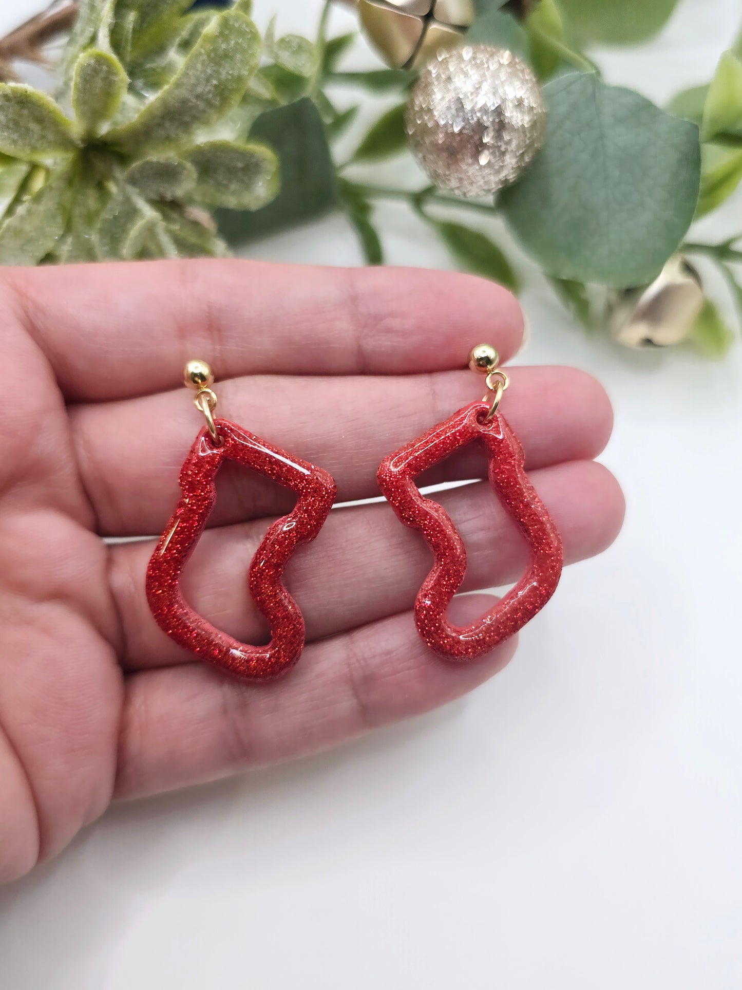 Glitter stocking earrings