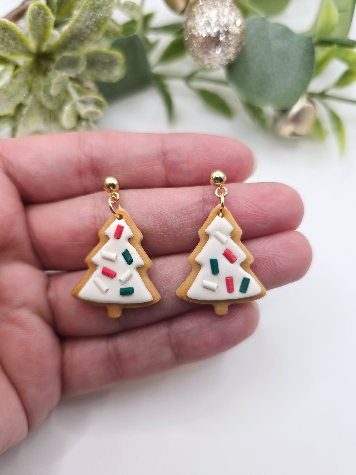 Christmas tree cookie earrings