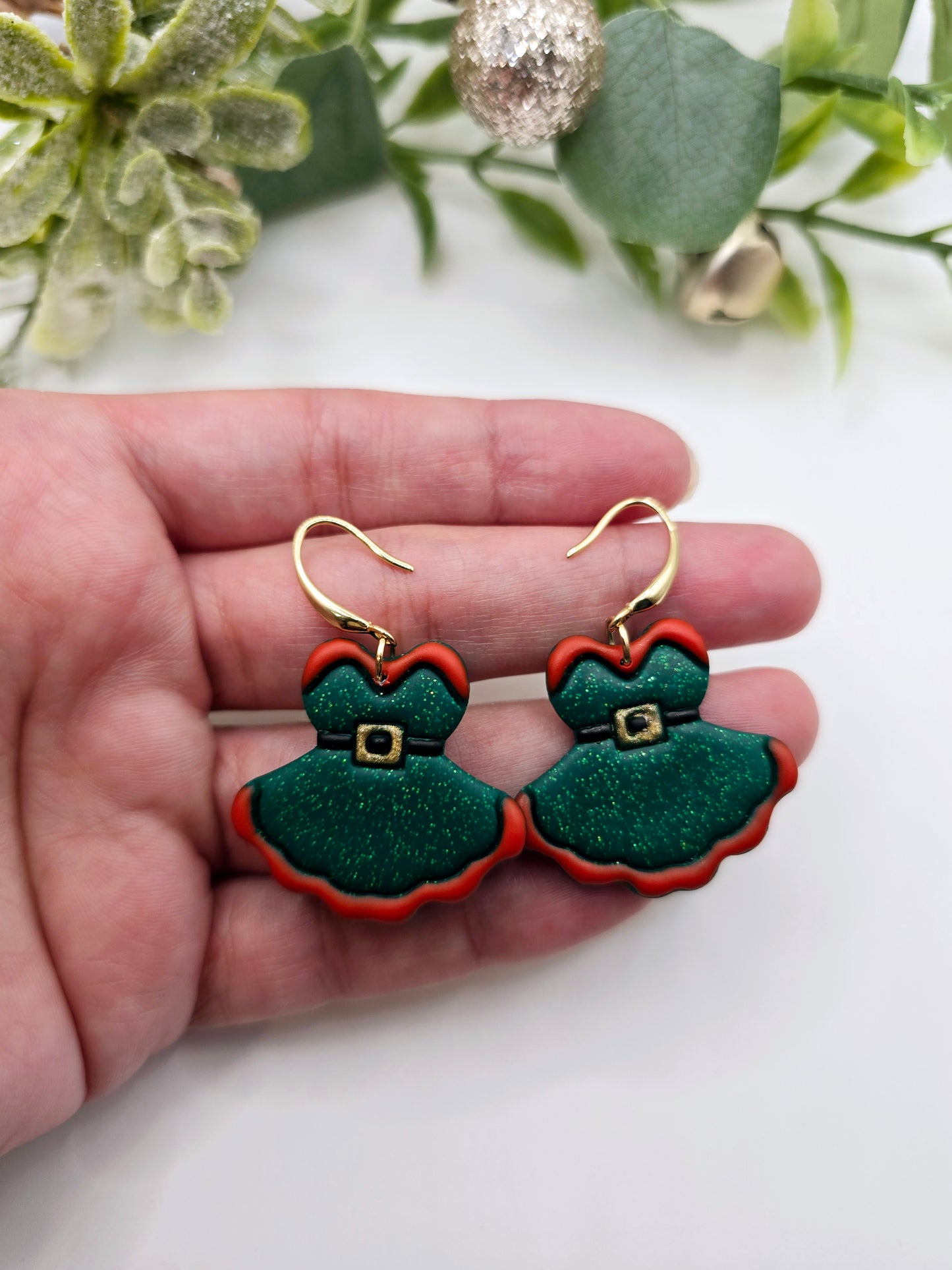 Santa's Christmas dress earrings