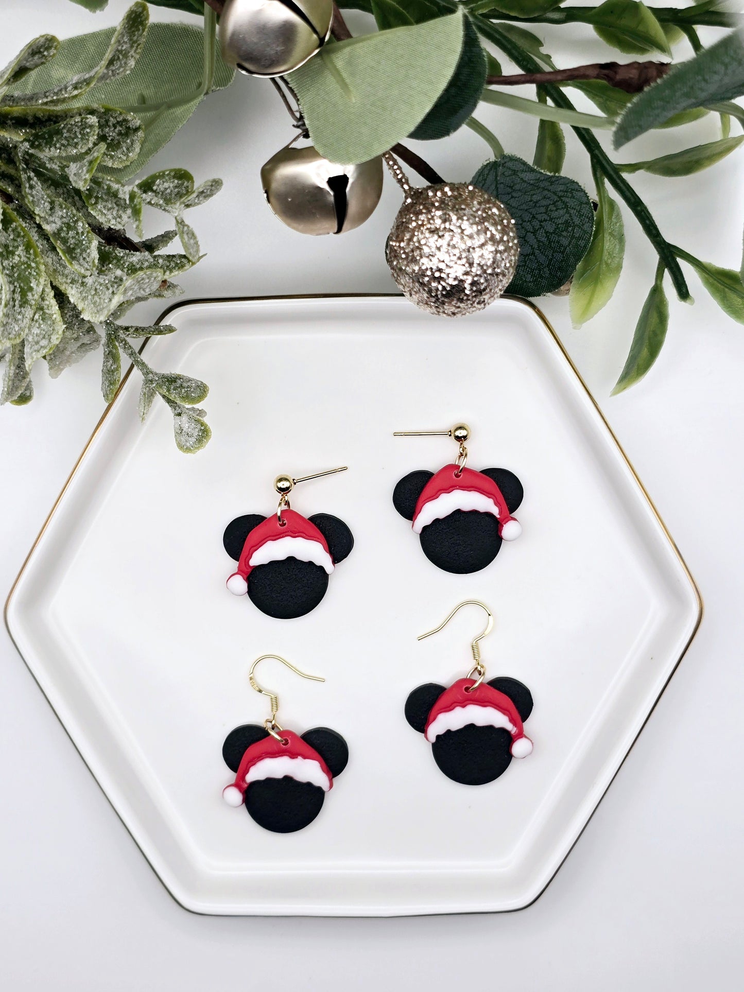 Santa mouse earrings