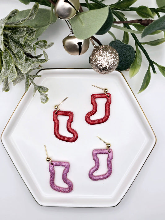 Glitter stocking earrings