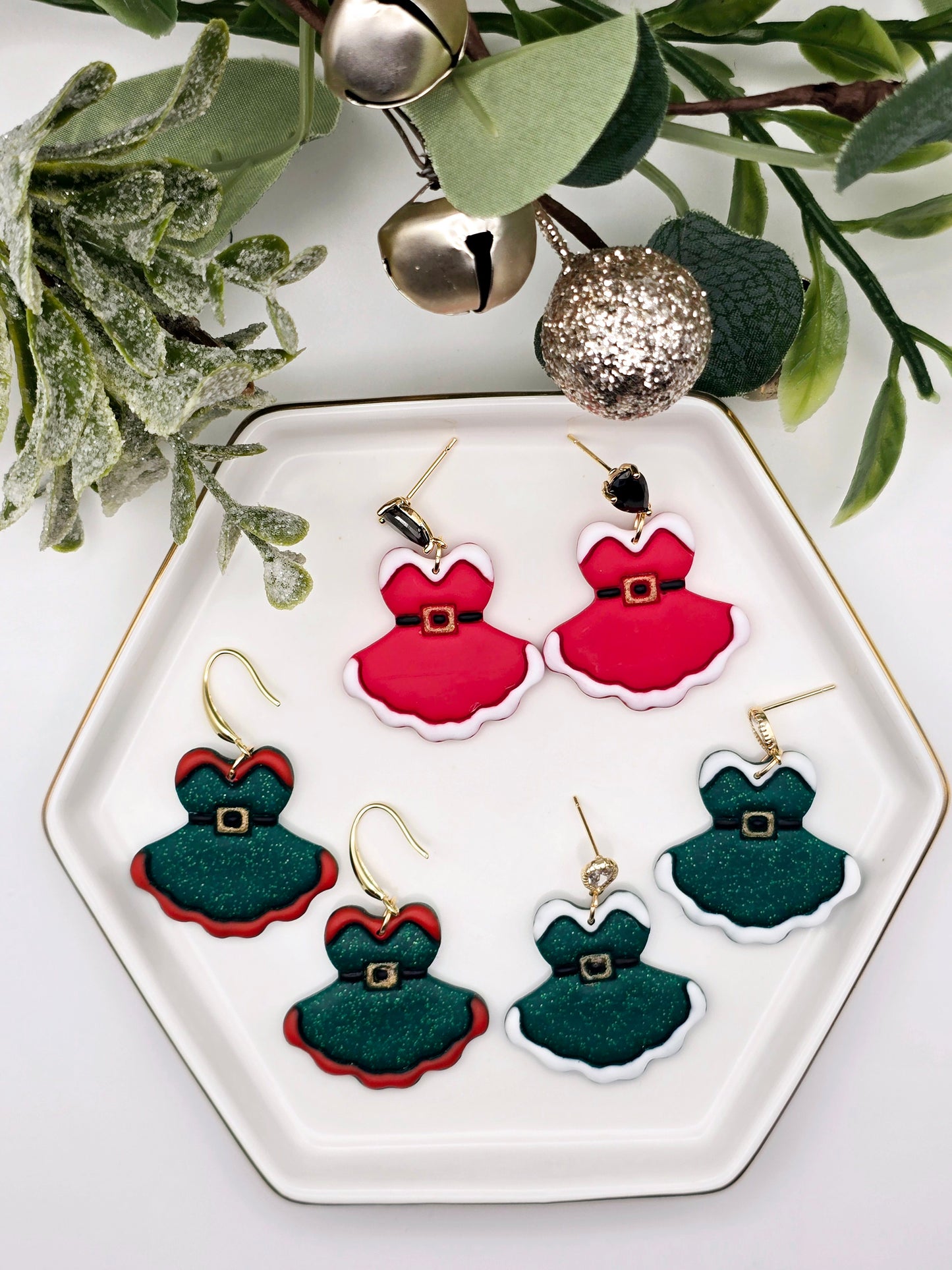 Santa's Christmas dress earrings