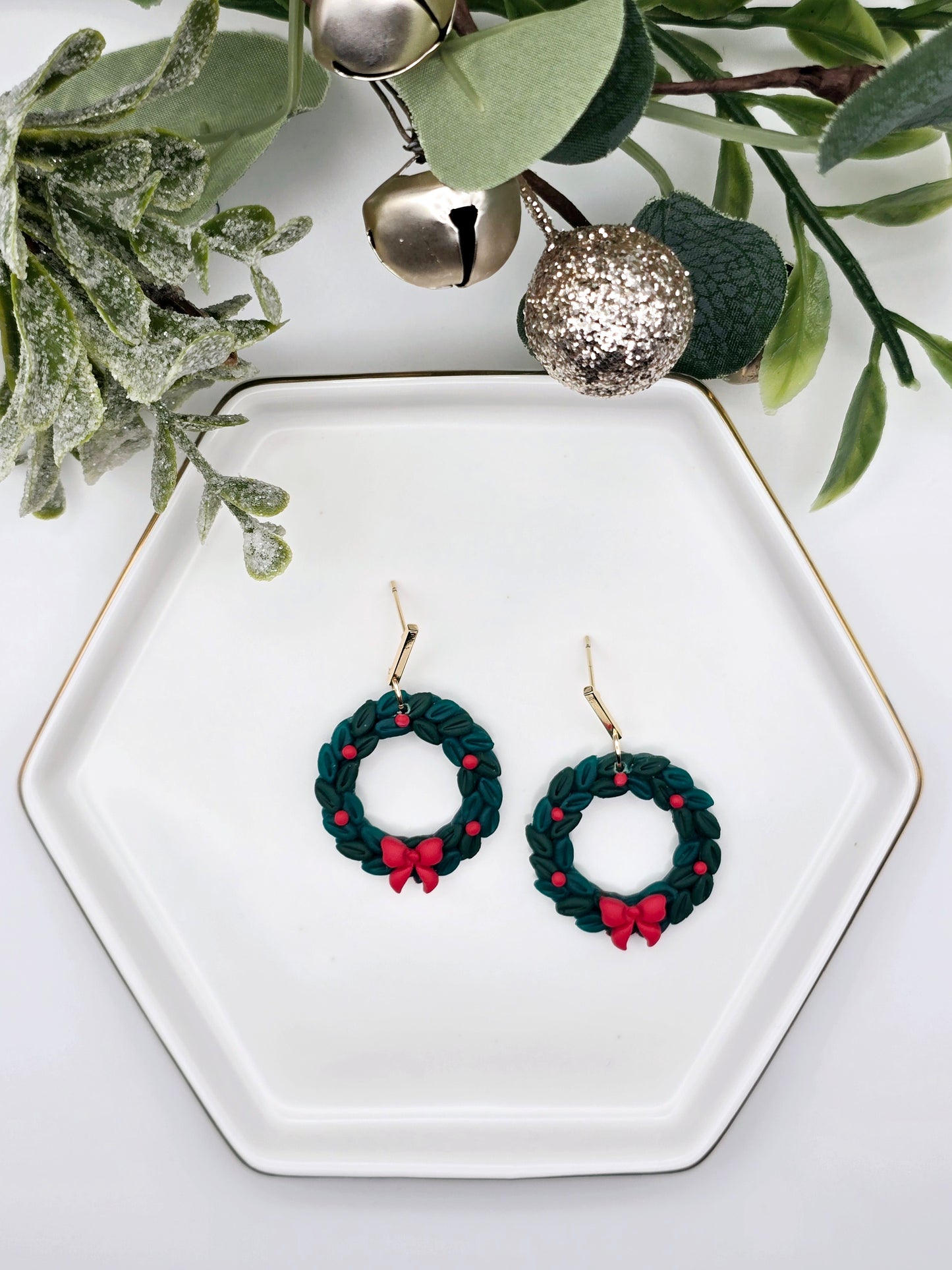 Christmas wreath earrings