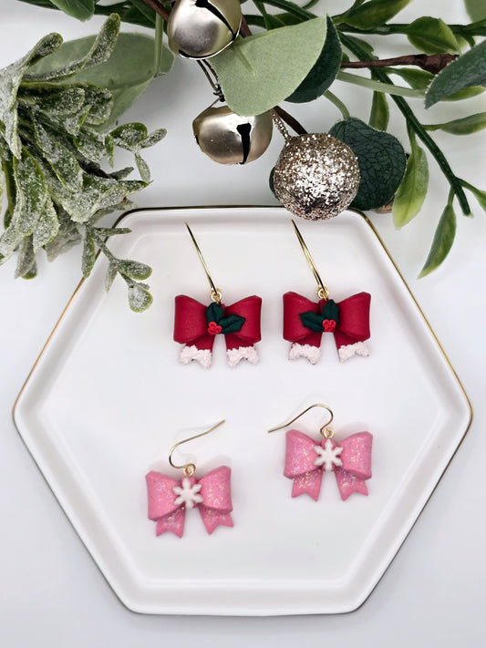 Christmas bow earrings