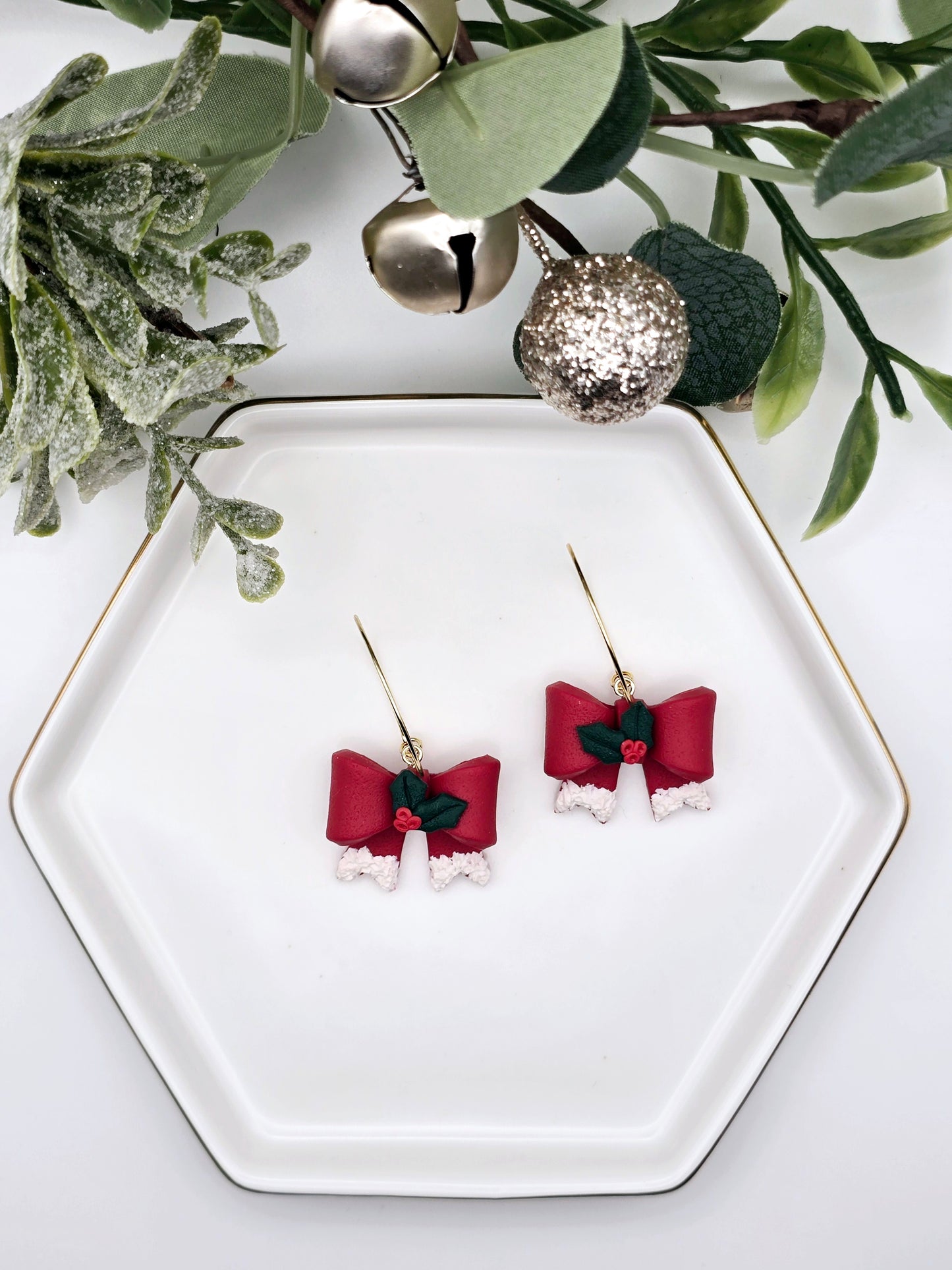 Christmas bow earrings