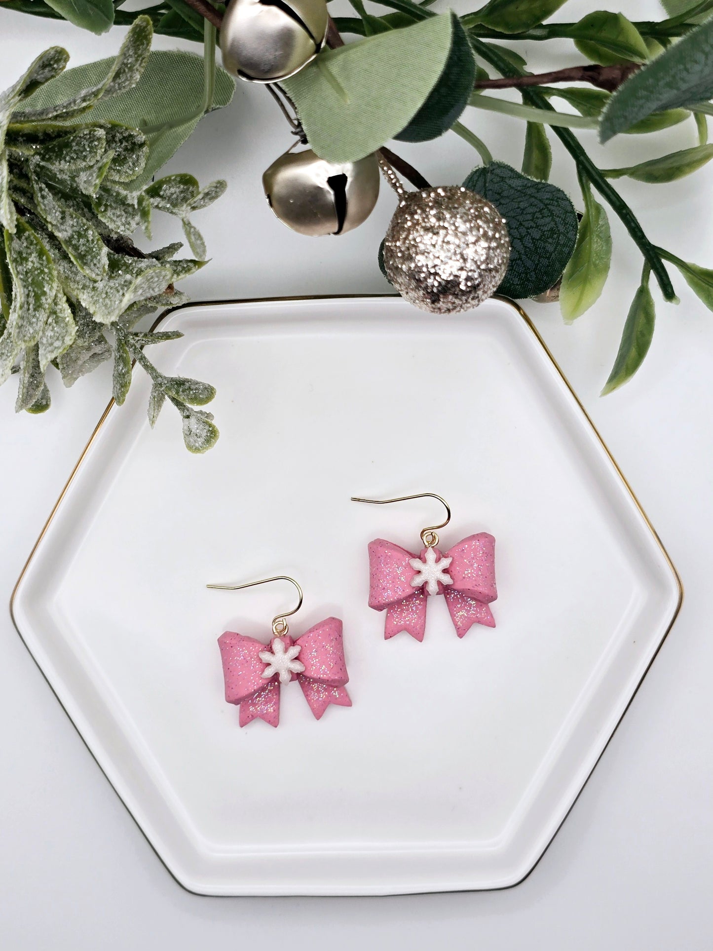 Christmas bow earrings