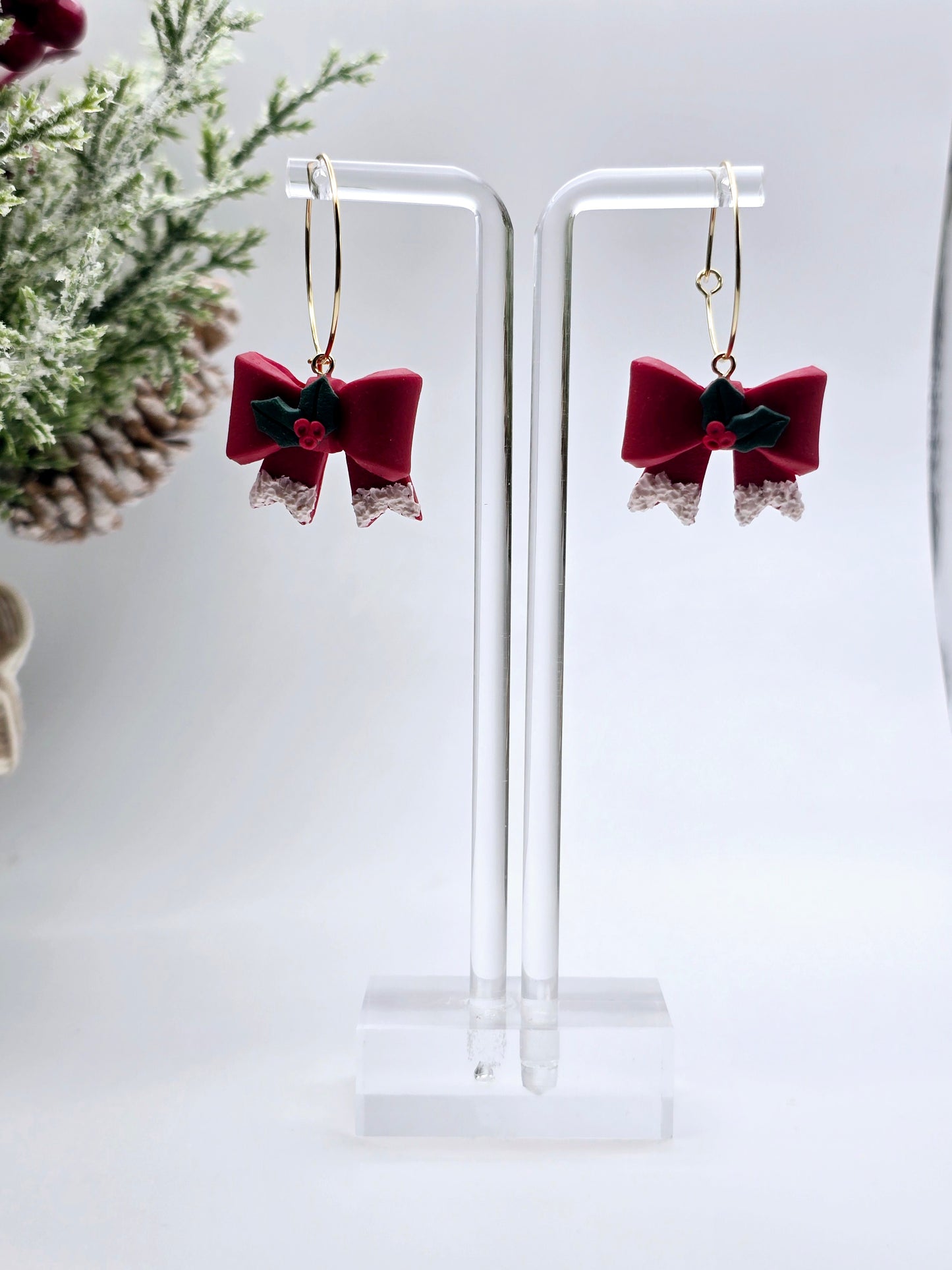 Christmas bow earrings