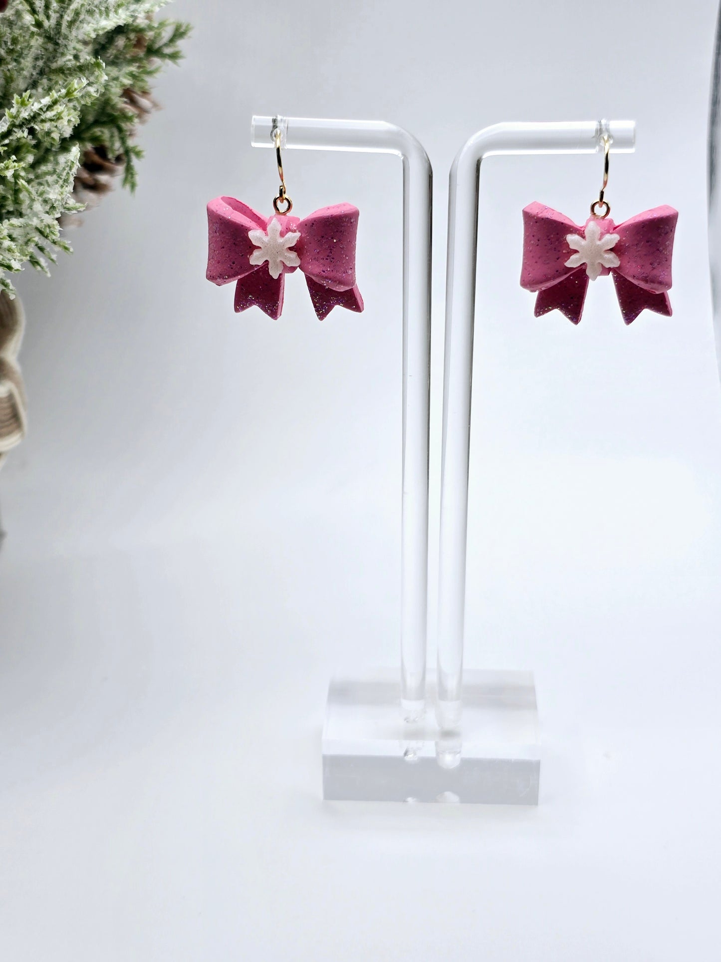 Christmas bow earrings