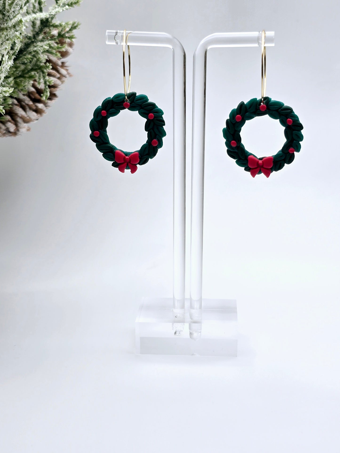 Christmas wreath earrings