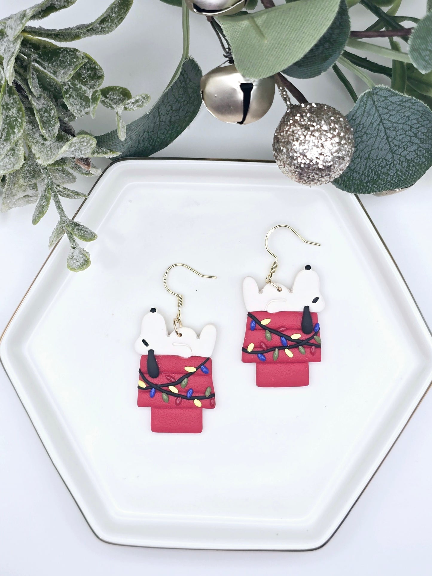 Dog house Christmas earrings