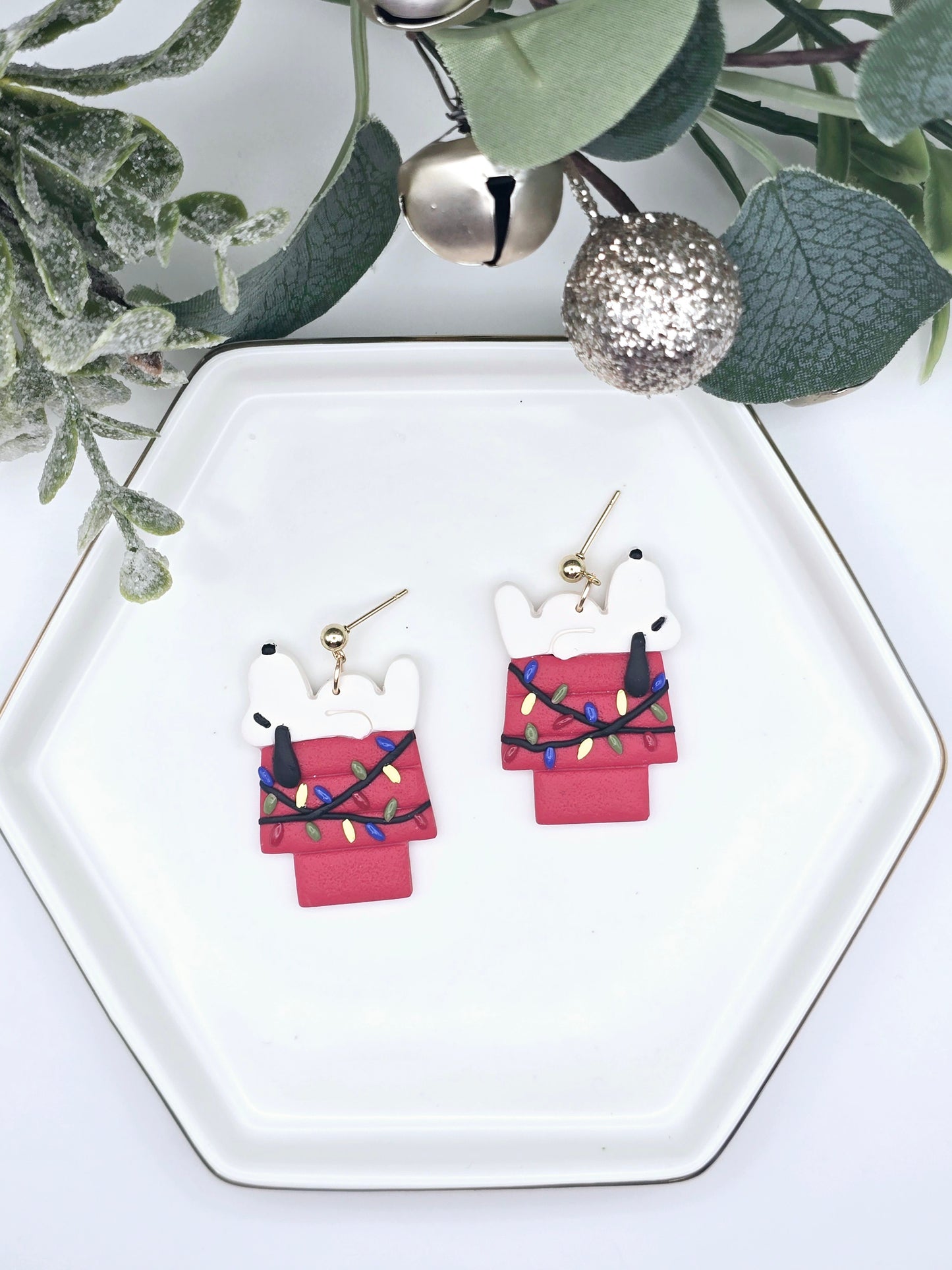 Dog house Christmas earrings