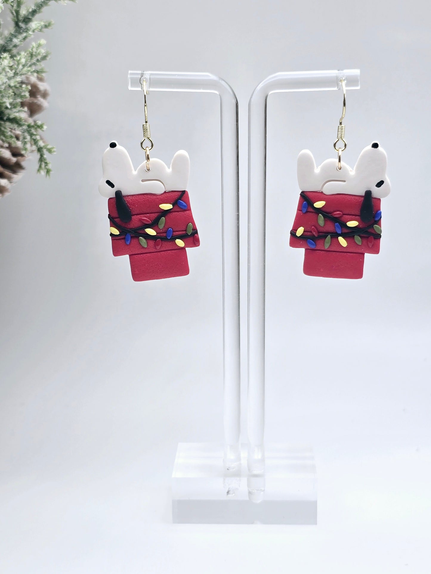 Dog house Christmas earrings