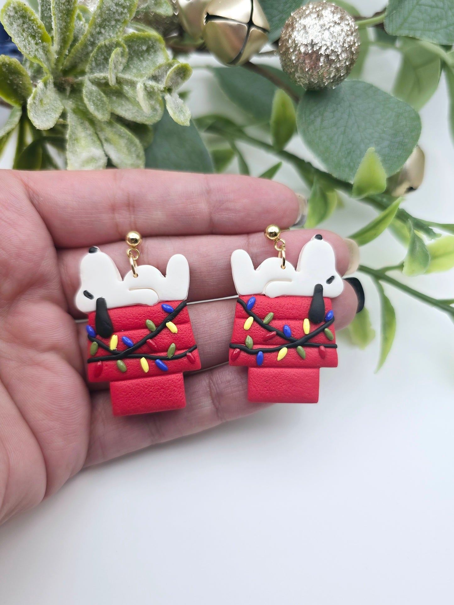 Dog house Christmas earrings