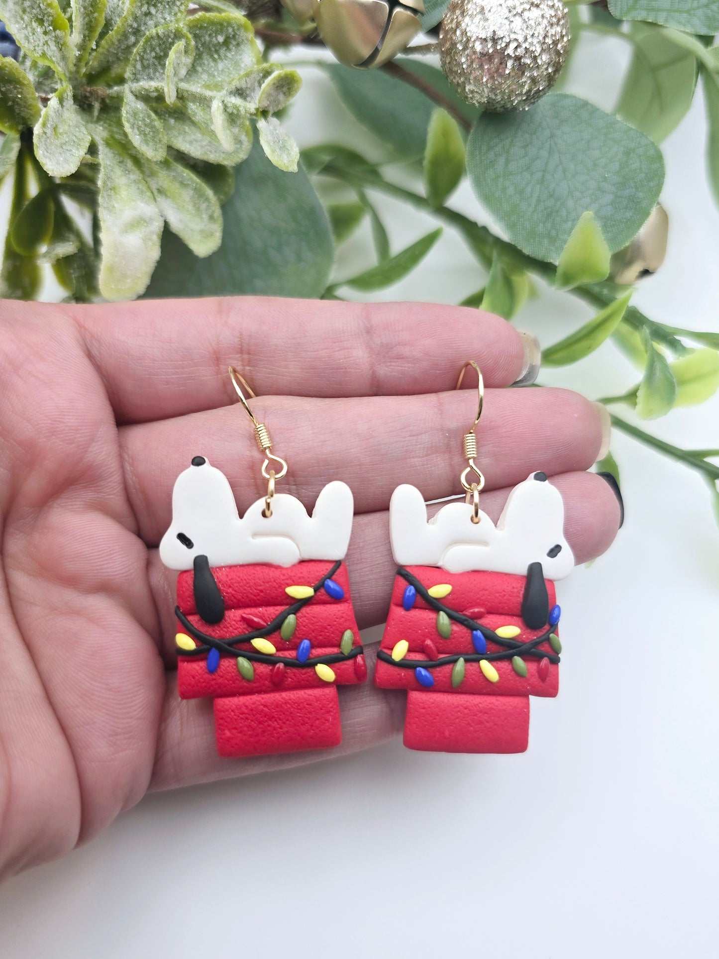 Dog house Christmas earrings