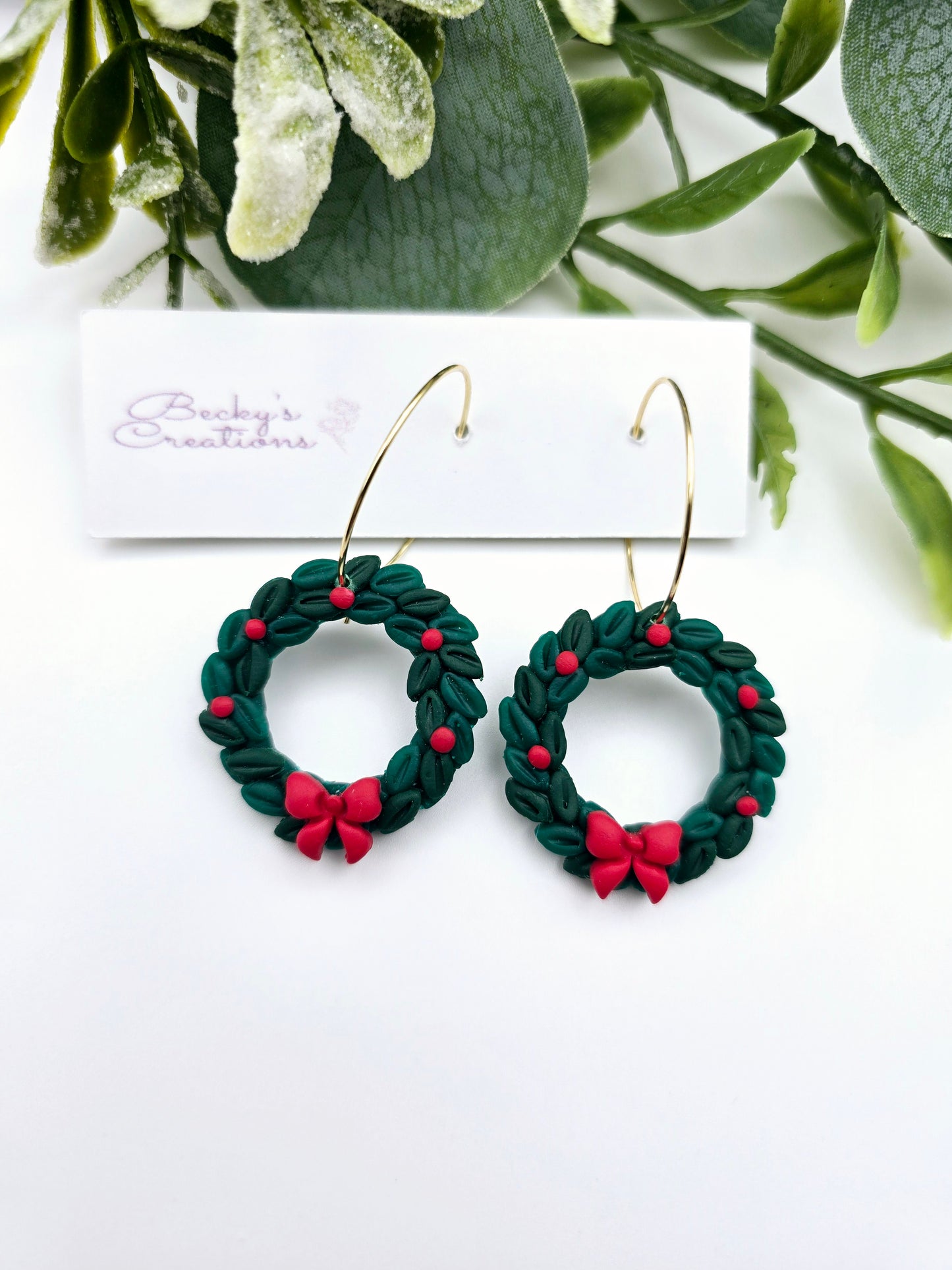 Christmas wreath earrings