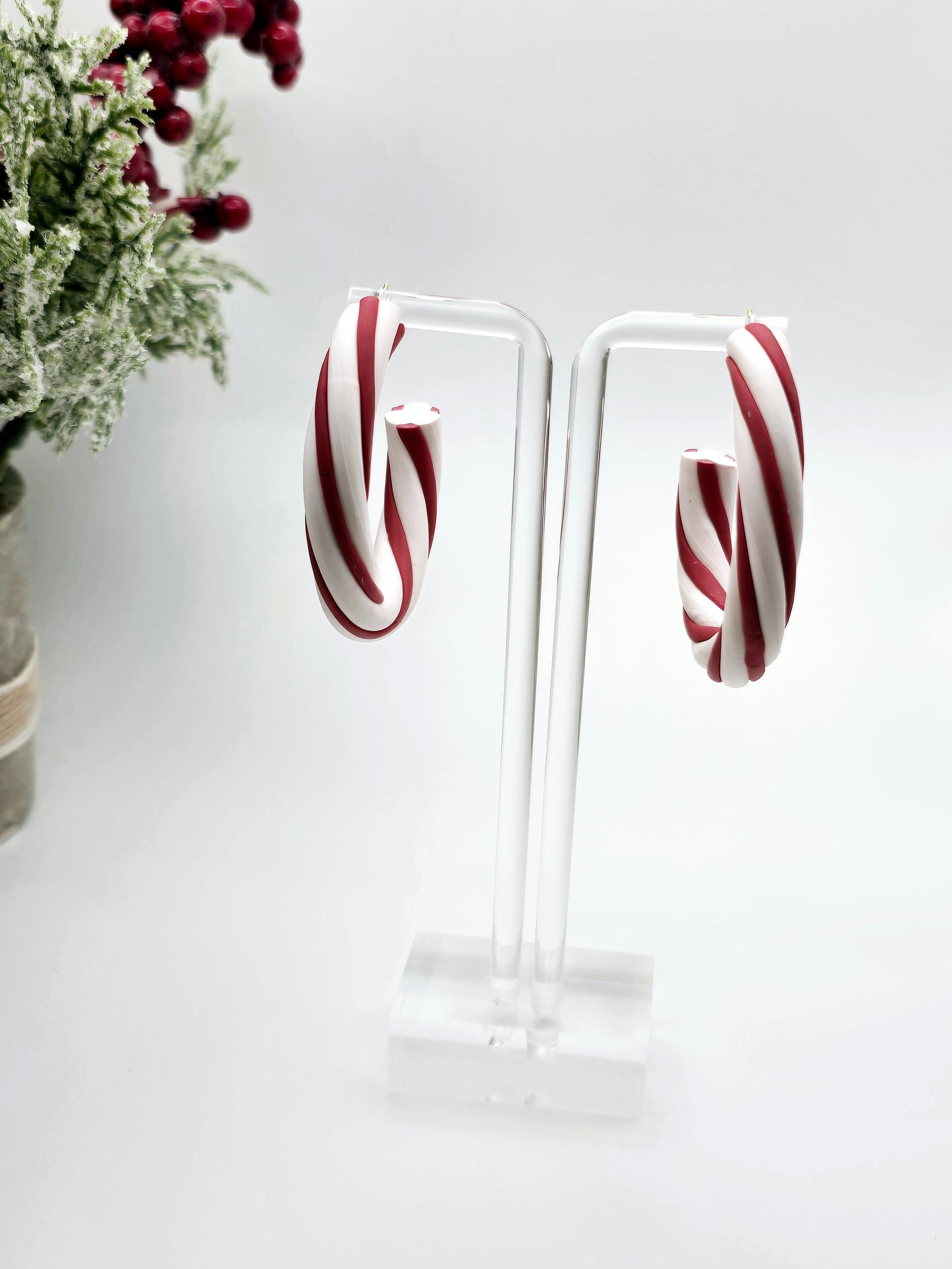 Candy Cane hoops earrings