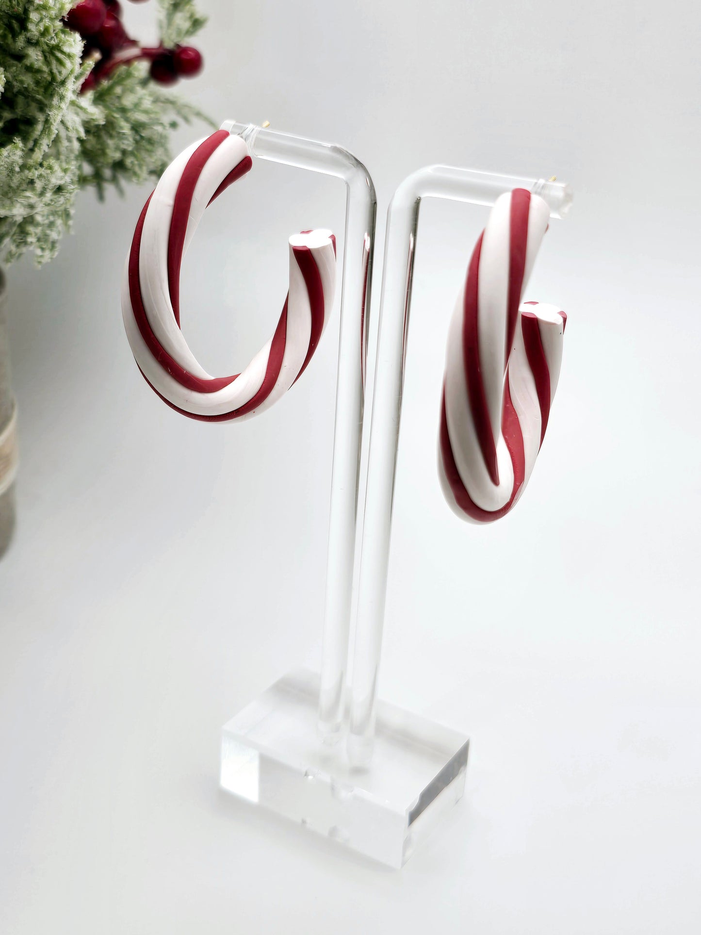 Candy Cane hoops earrings