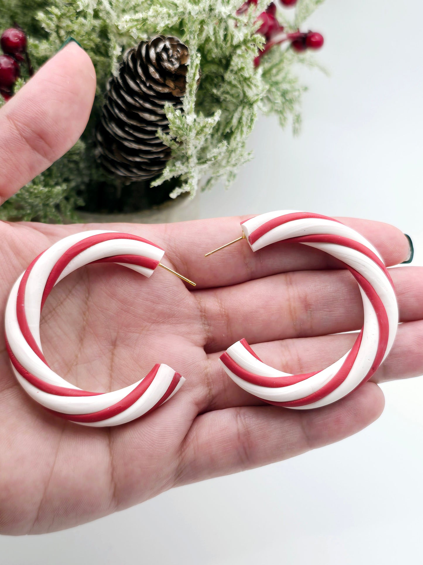 Candy Cane hoops earrings