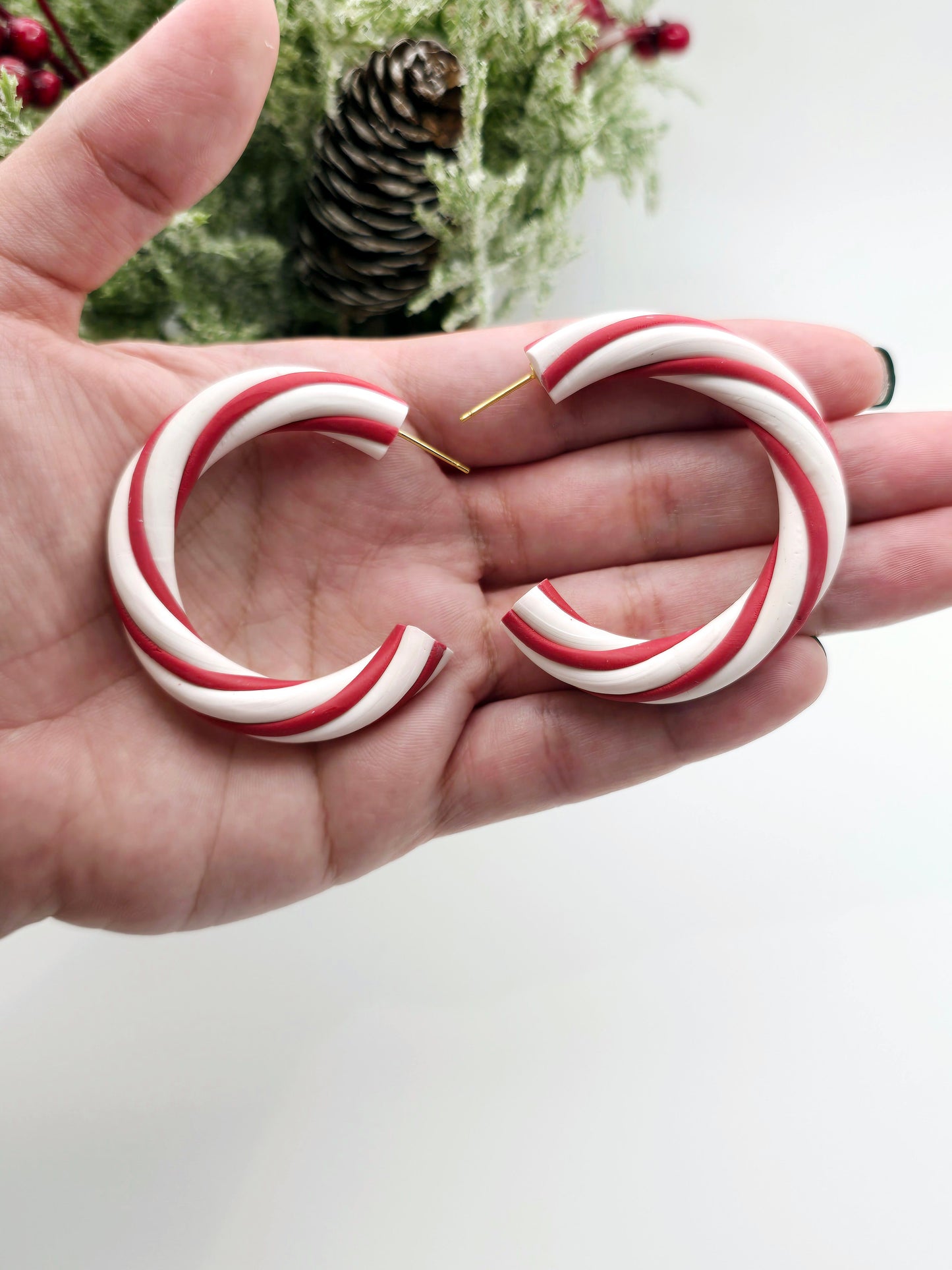 Candy Cane hoops earrings