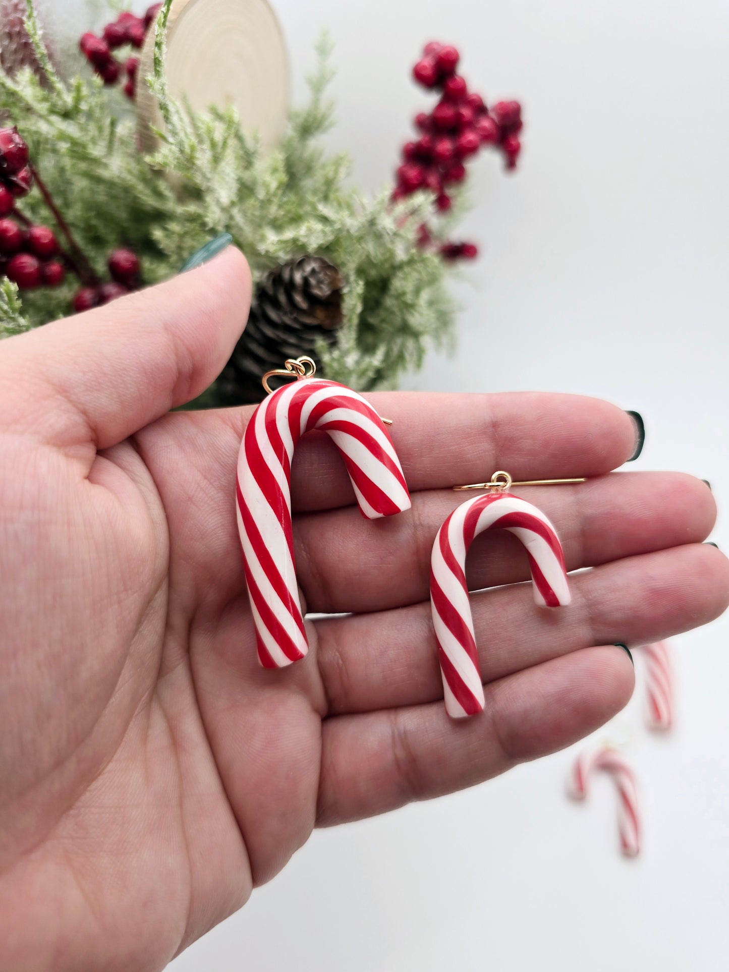 Mother-daughter Candycane earrings