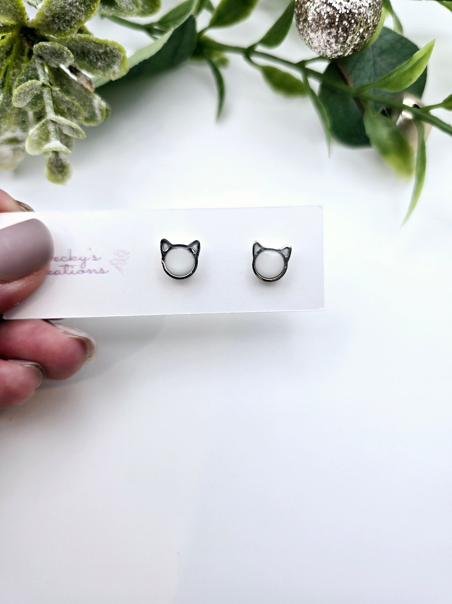 Gold/silver trimmed mini Cat studs