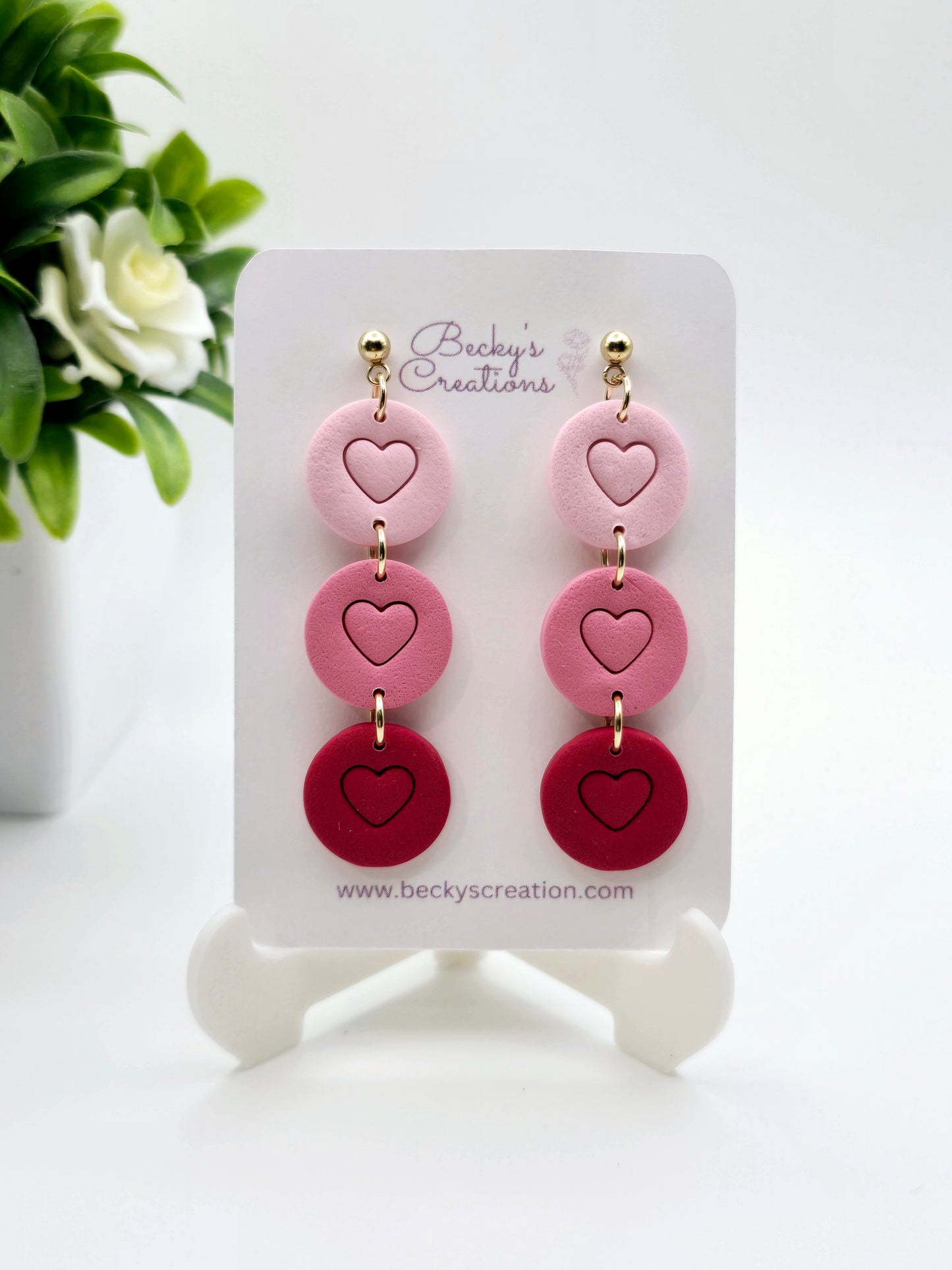 Triple heart valentines earrings