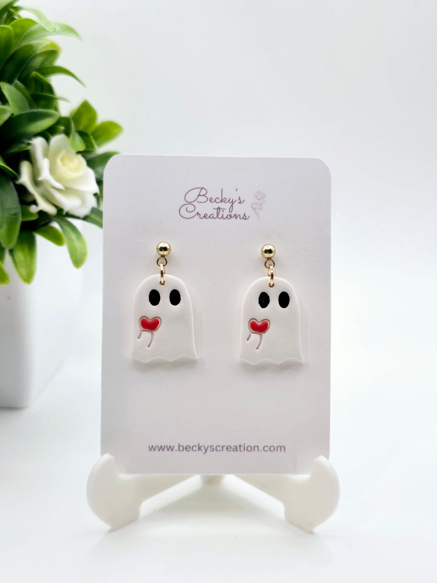 Cute Valentine ghost earrings