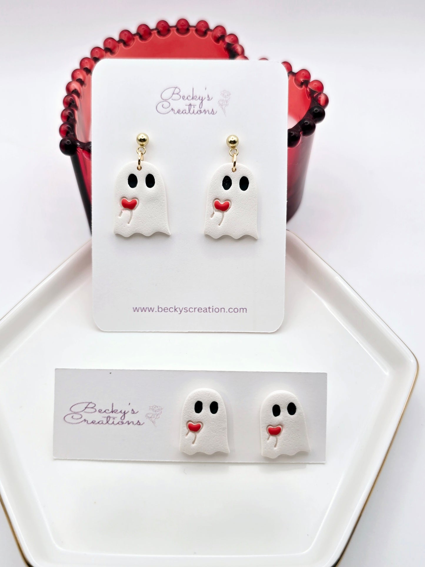 Cute Valentine ghost earrings