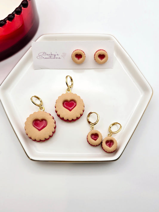 Heart jam cookie earrings