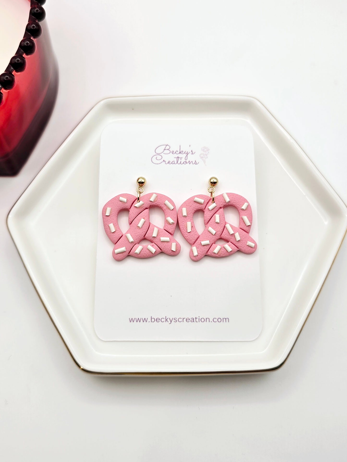 Valentines Pretzel earrings