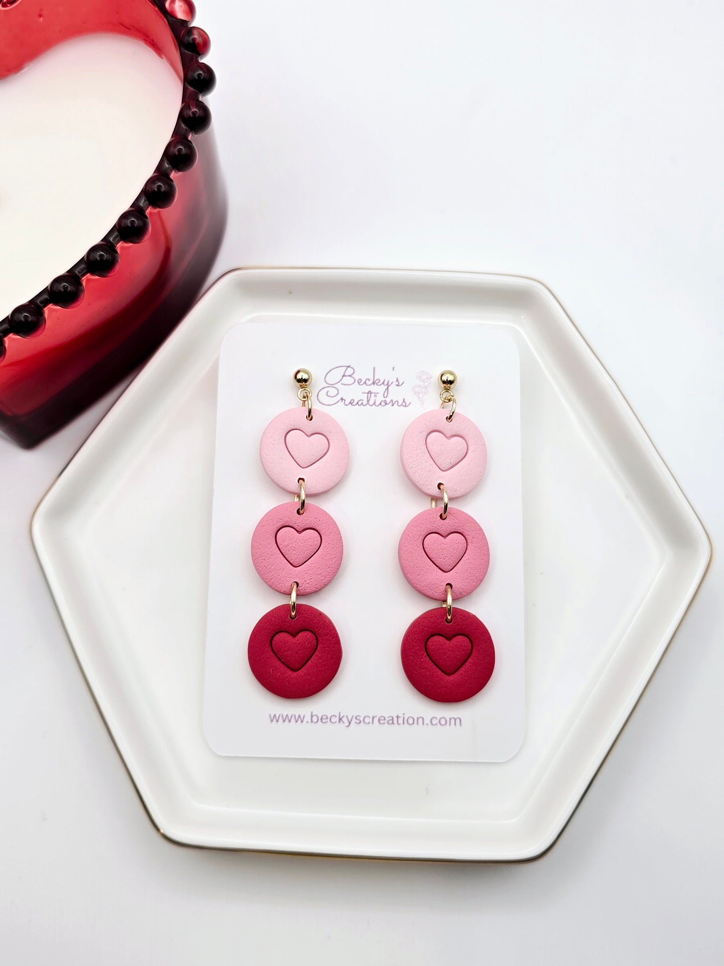 Triple heart valentines earrings