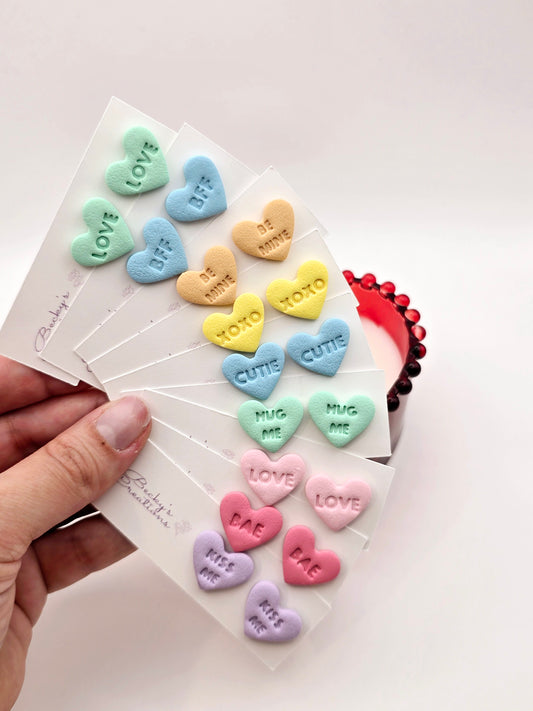 Valentine Conversation Hearts studs