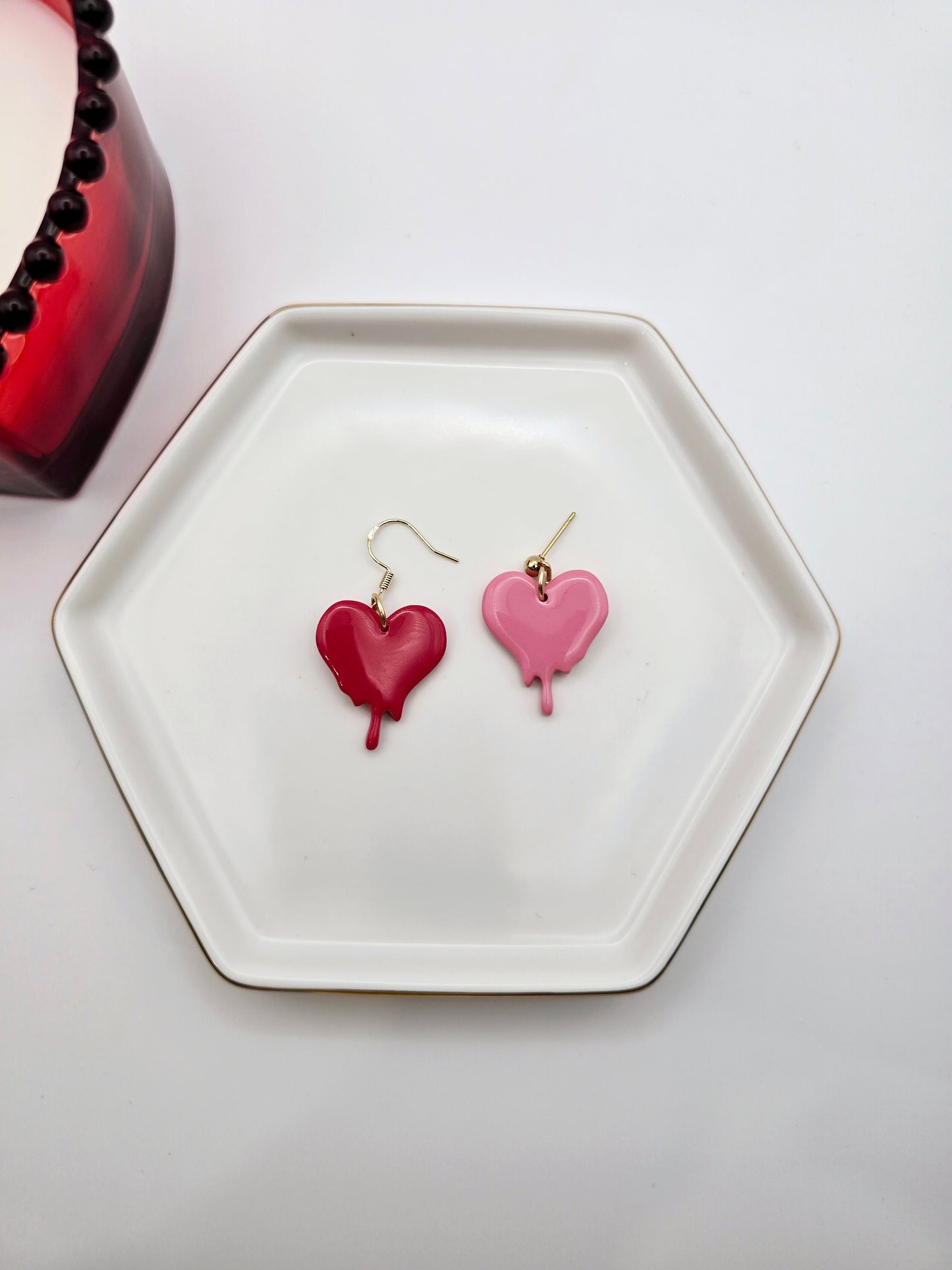 Melting heart dangle earrings